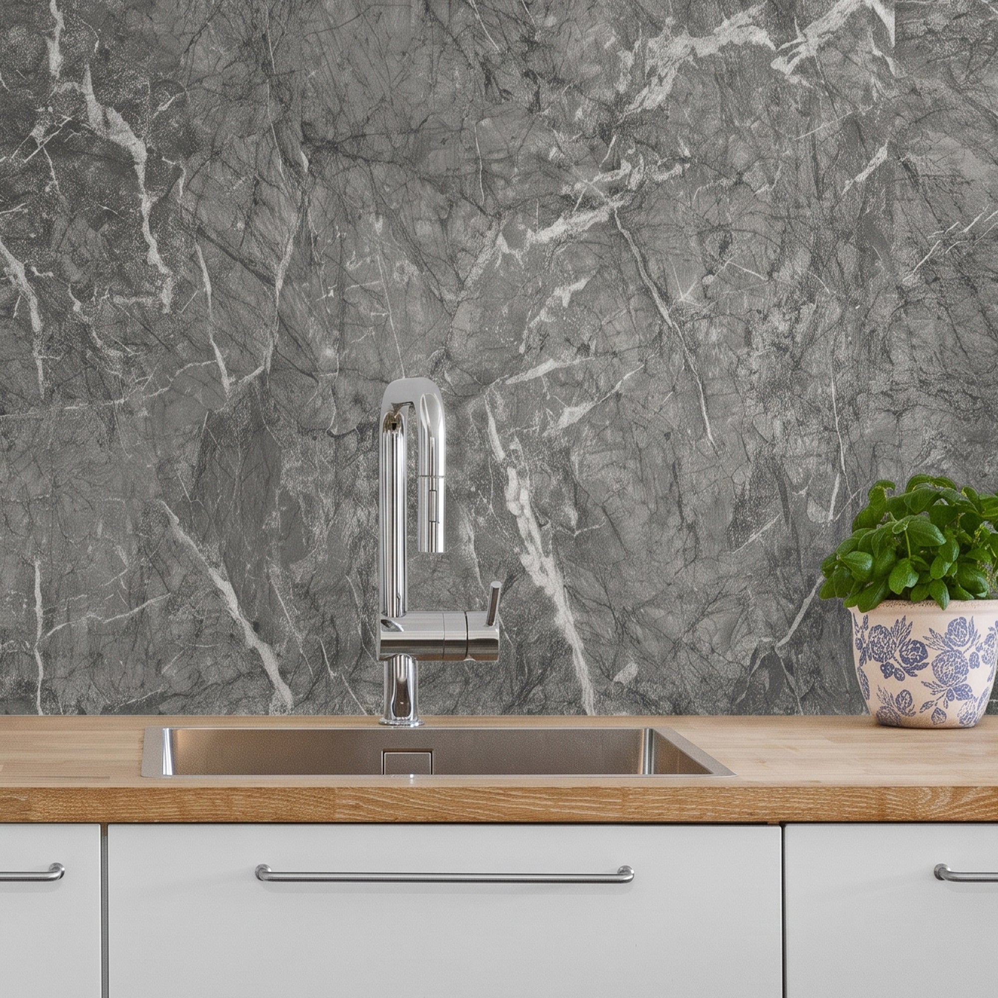 Matte Bardiglio Grey Peel and Stick Wall Paneling Roll