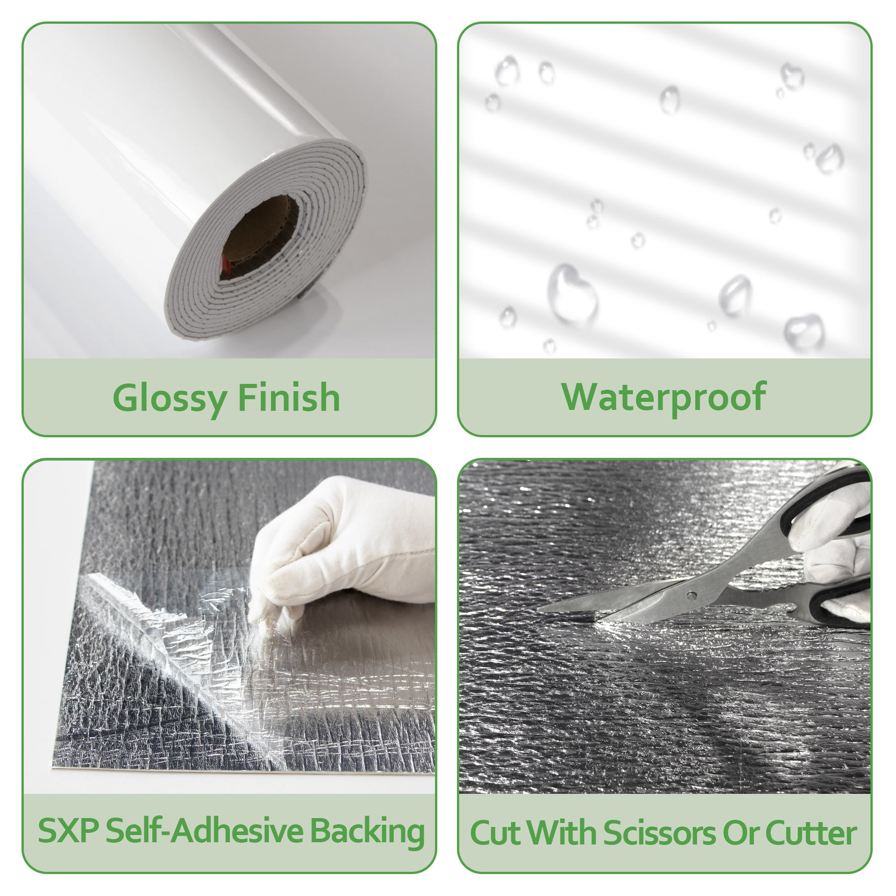 118" x 47" White Glossy Peel and Stick Wall Paneling Roll