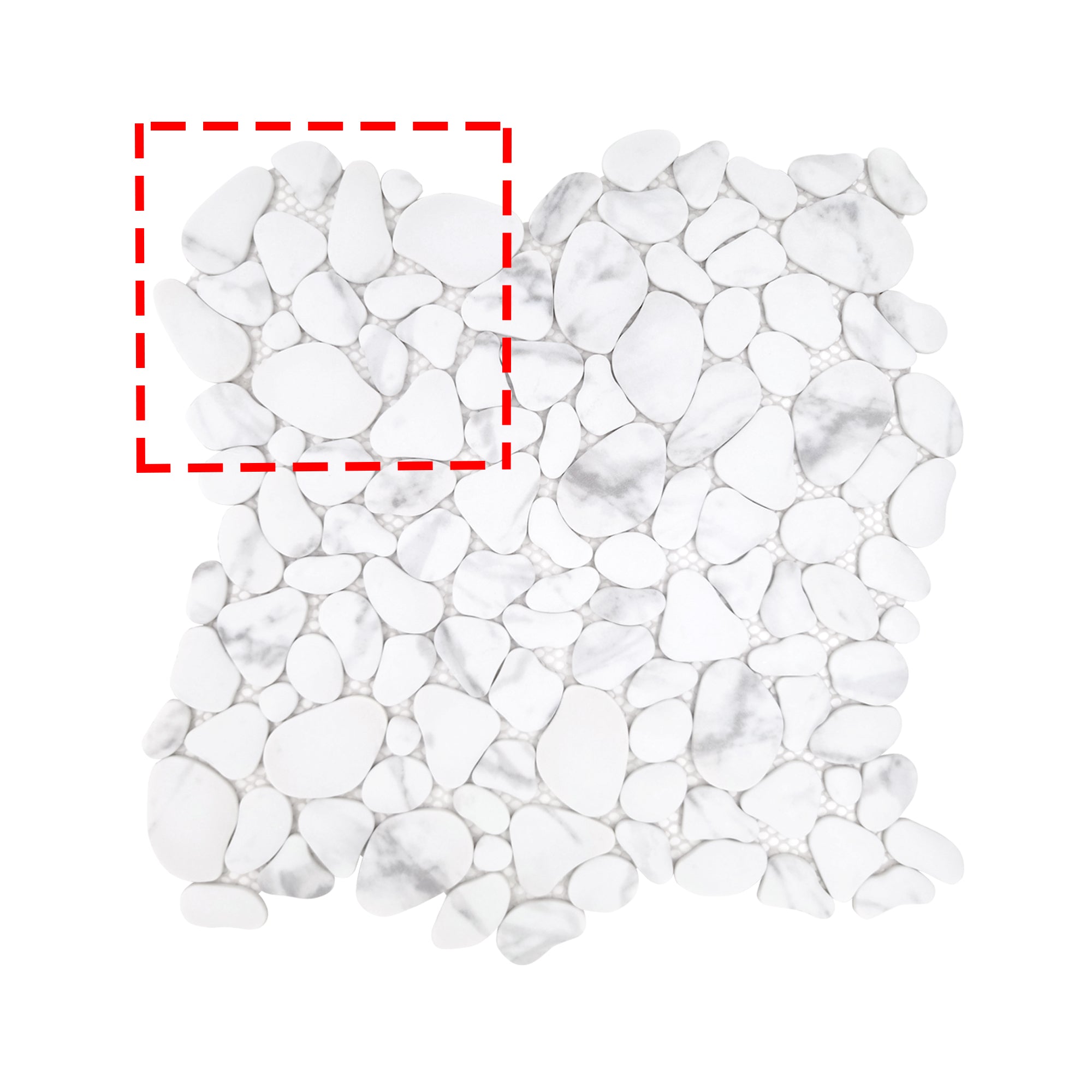 Pebble White Calacatta Recycled Glass Floor and Wall Mosaic Tile