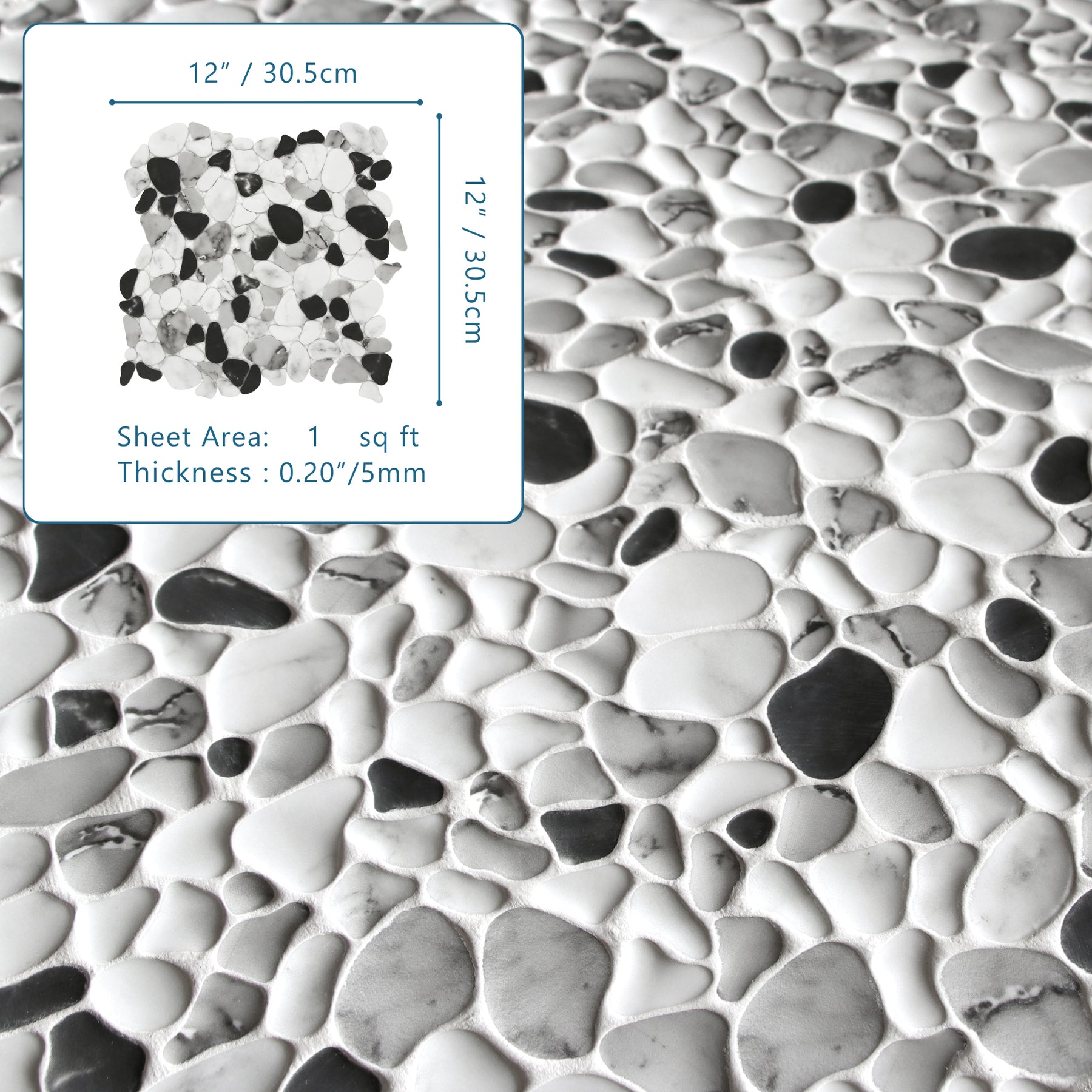 Pebble Grey Mix 12"x12" Recycled Glass Floor And Wall Mosaic Tile