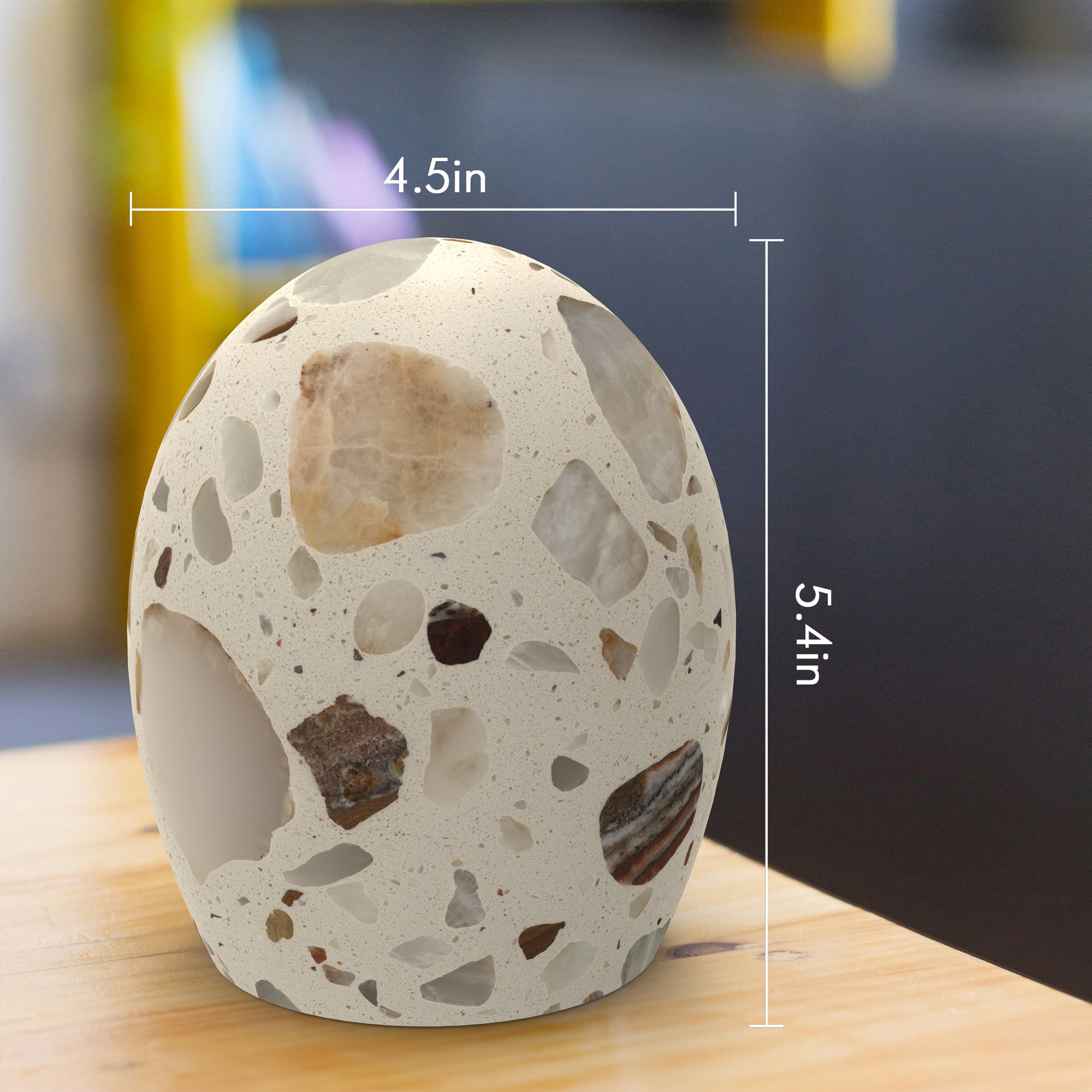 ARTIMARMI Terrazzo Egg Night Light for Kids, Rechargeable Portable LED Touch Control Baby Nursery Amber Marble Looks Nightlight, 3 Color Temperatures Dimmable Table Lamps for Bedroom
