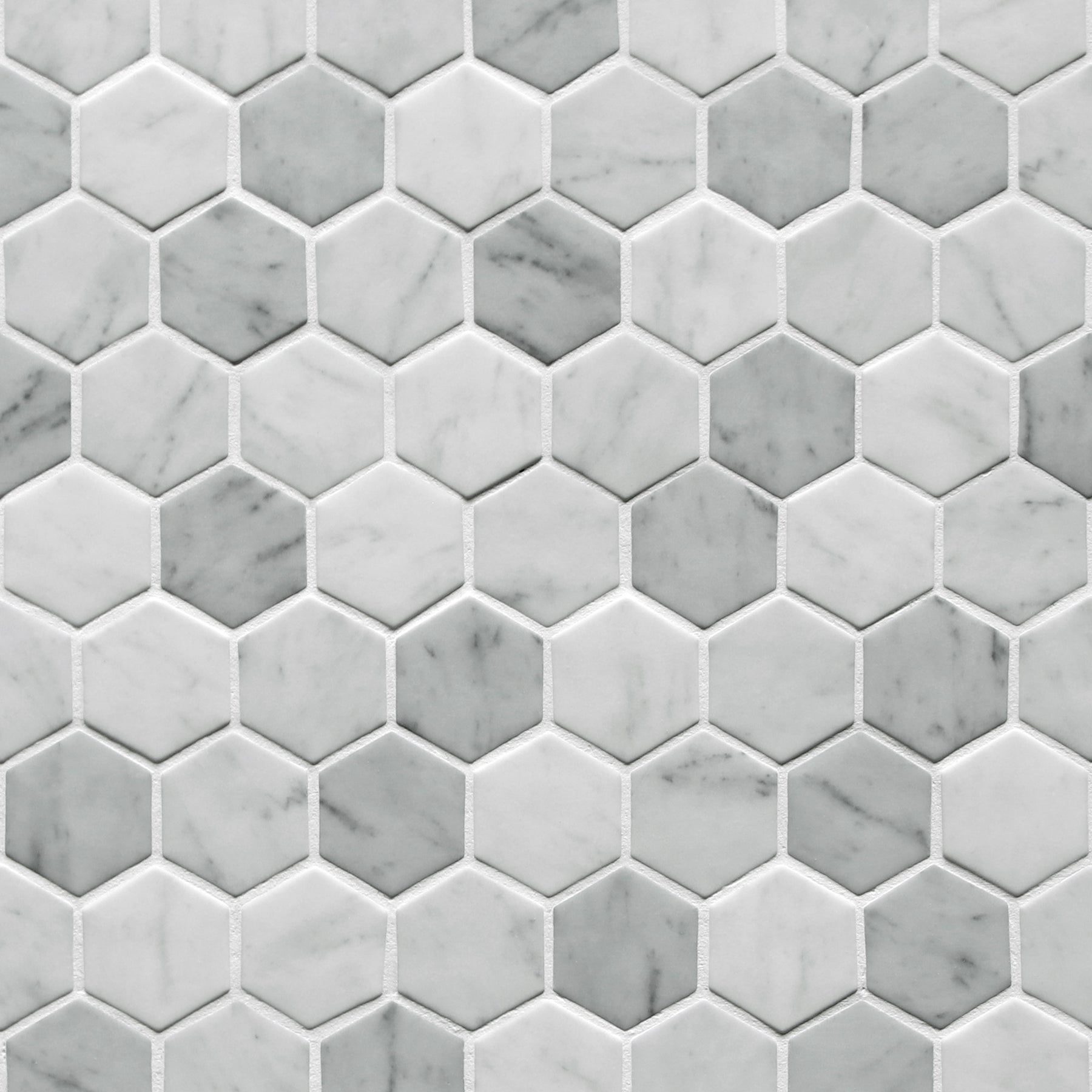 White Carrara 11.7" x 10.2" Hexagon Recycled Glass Floor And Wall Mosaic Tile