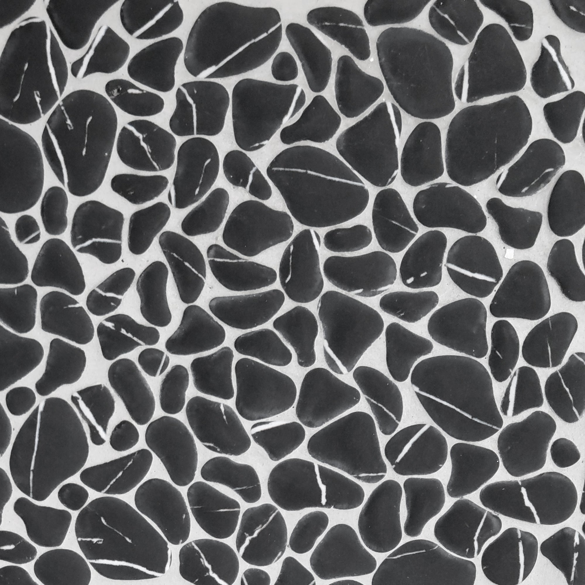 Pebble Black Marquina Recycled Glass Floor and Wall Mosaic Tile
