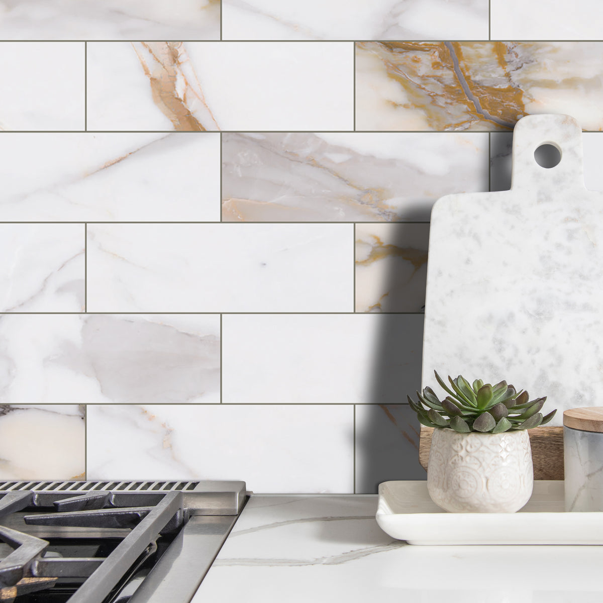 4x12" Calacatta Gold Peel and Stick Tile