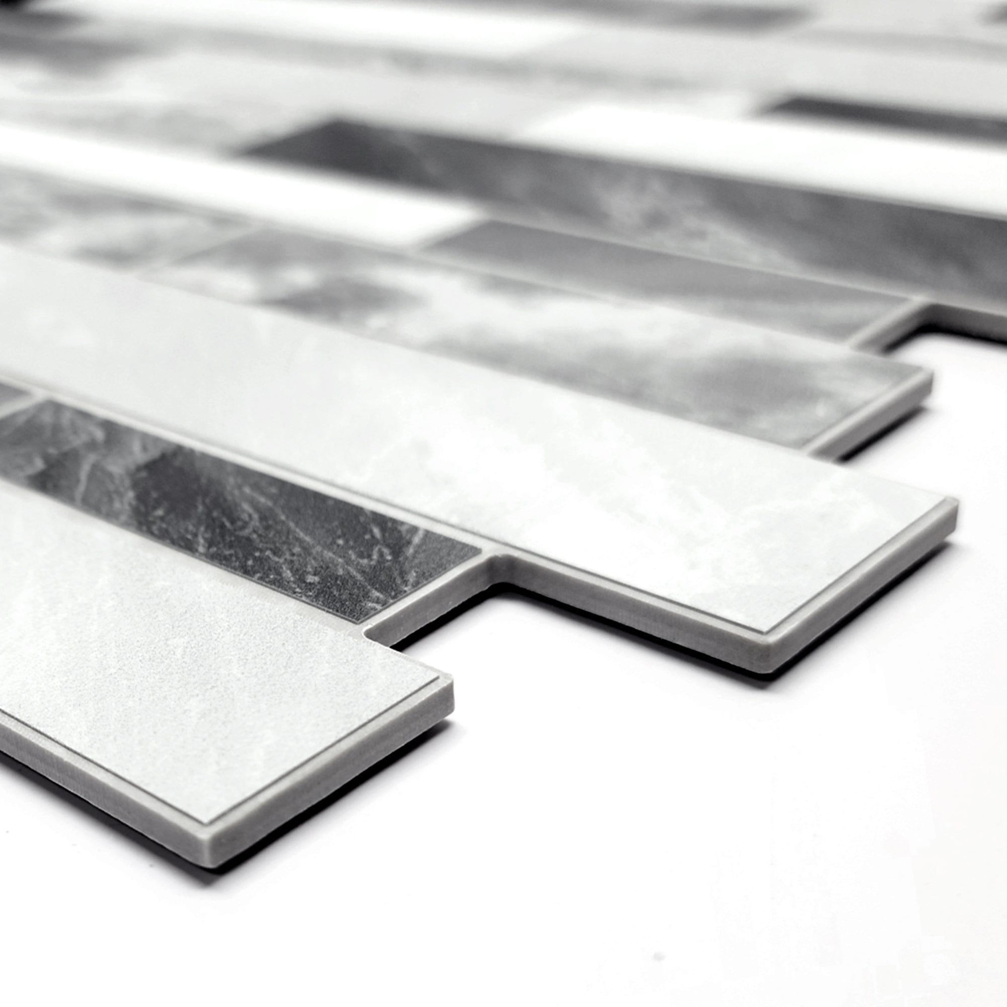Interlocking Grey Mixed Peel and Stick Tile