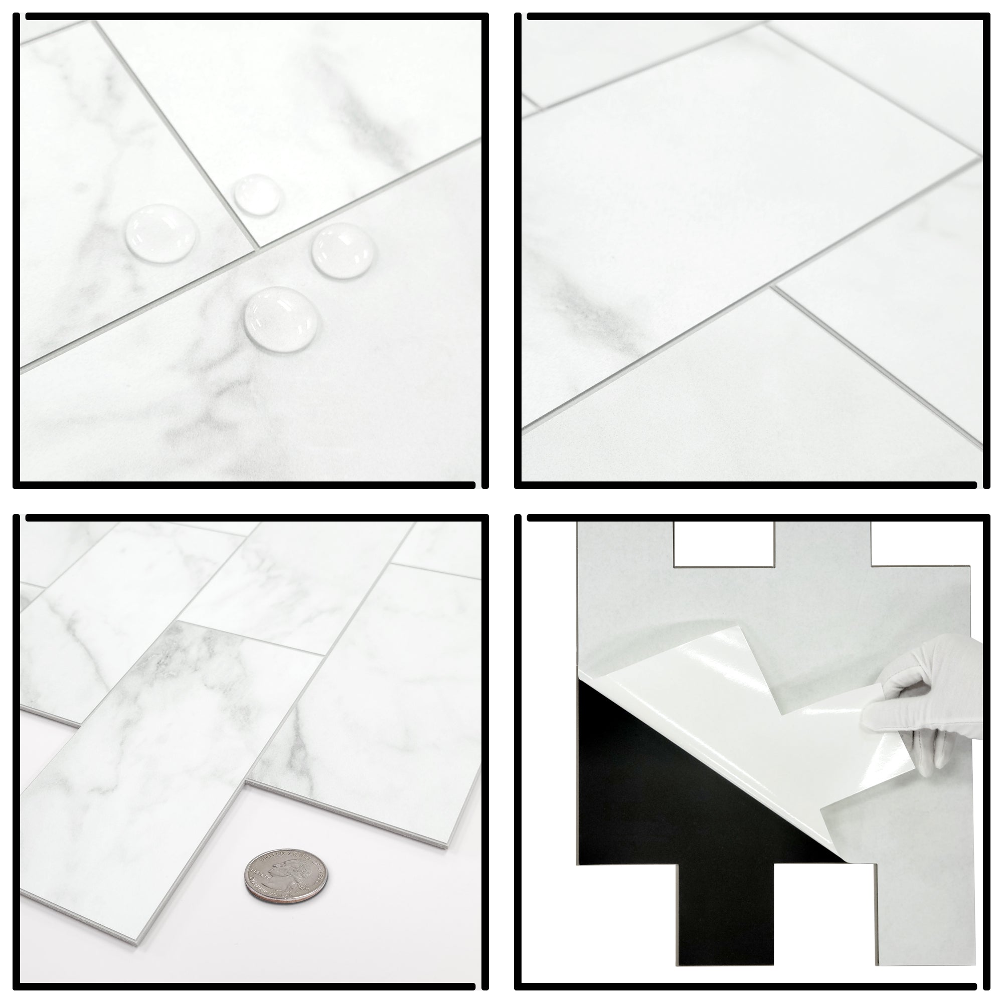 3x6" Calacatta White Peel and Stick Tile