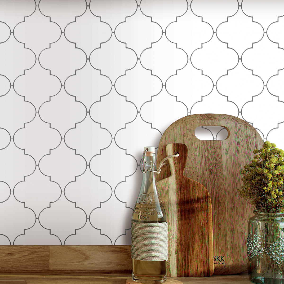 Arabesque White Peel and Stick Tile