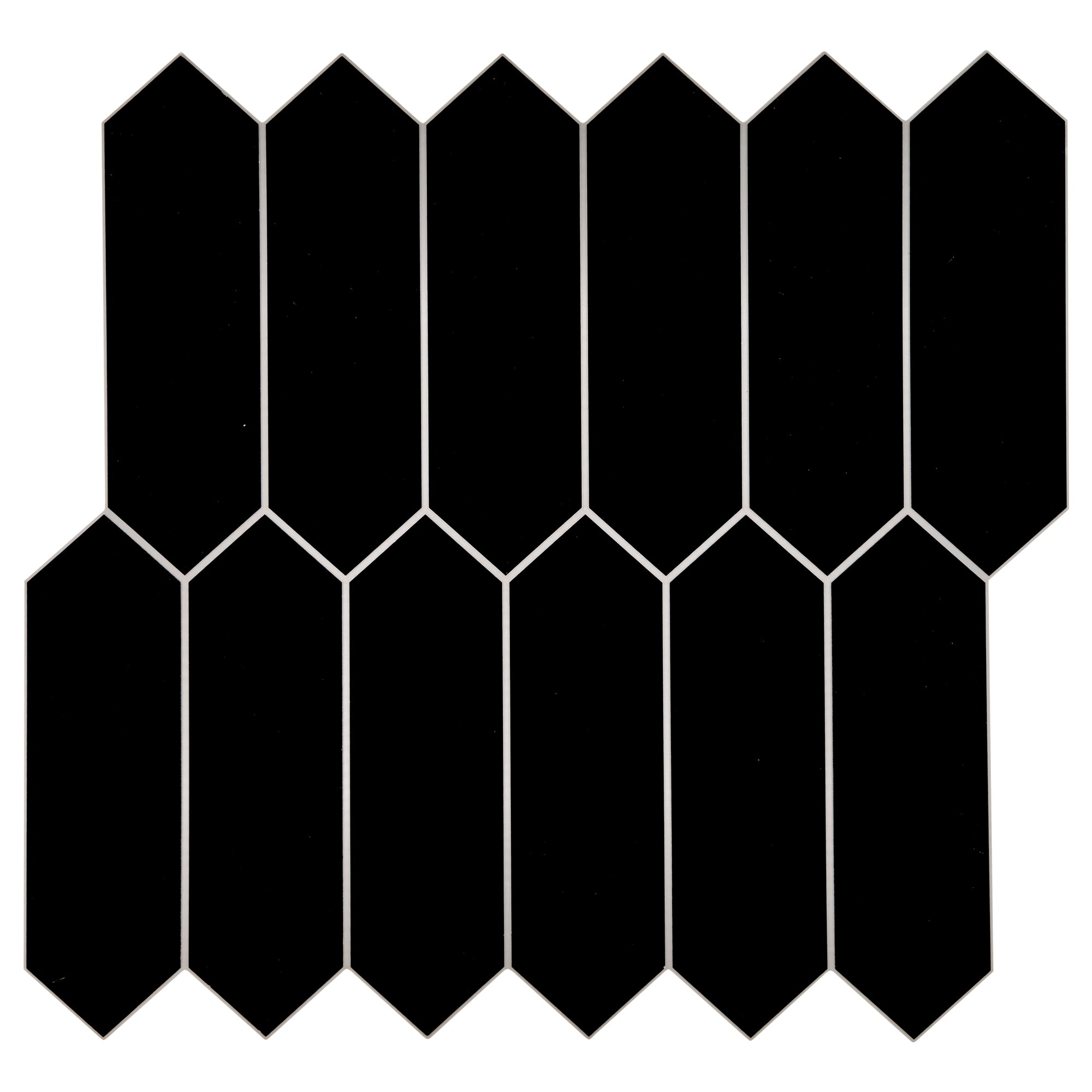 Black Picket Long Hexagon Peel and Stick Tile