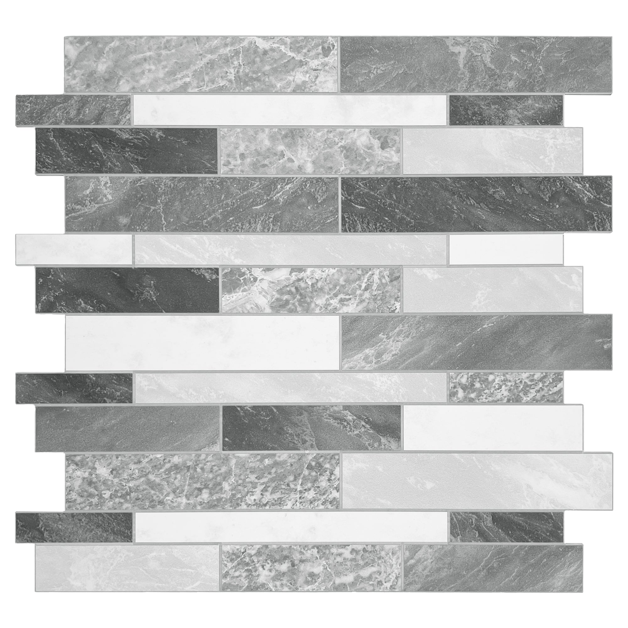 Interlocking Grey Mixed Peel and Stick Tile