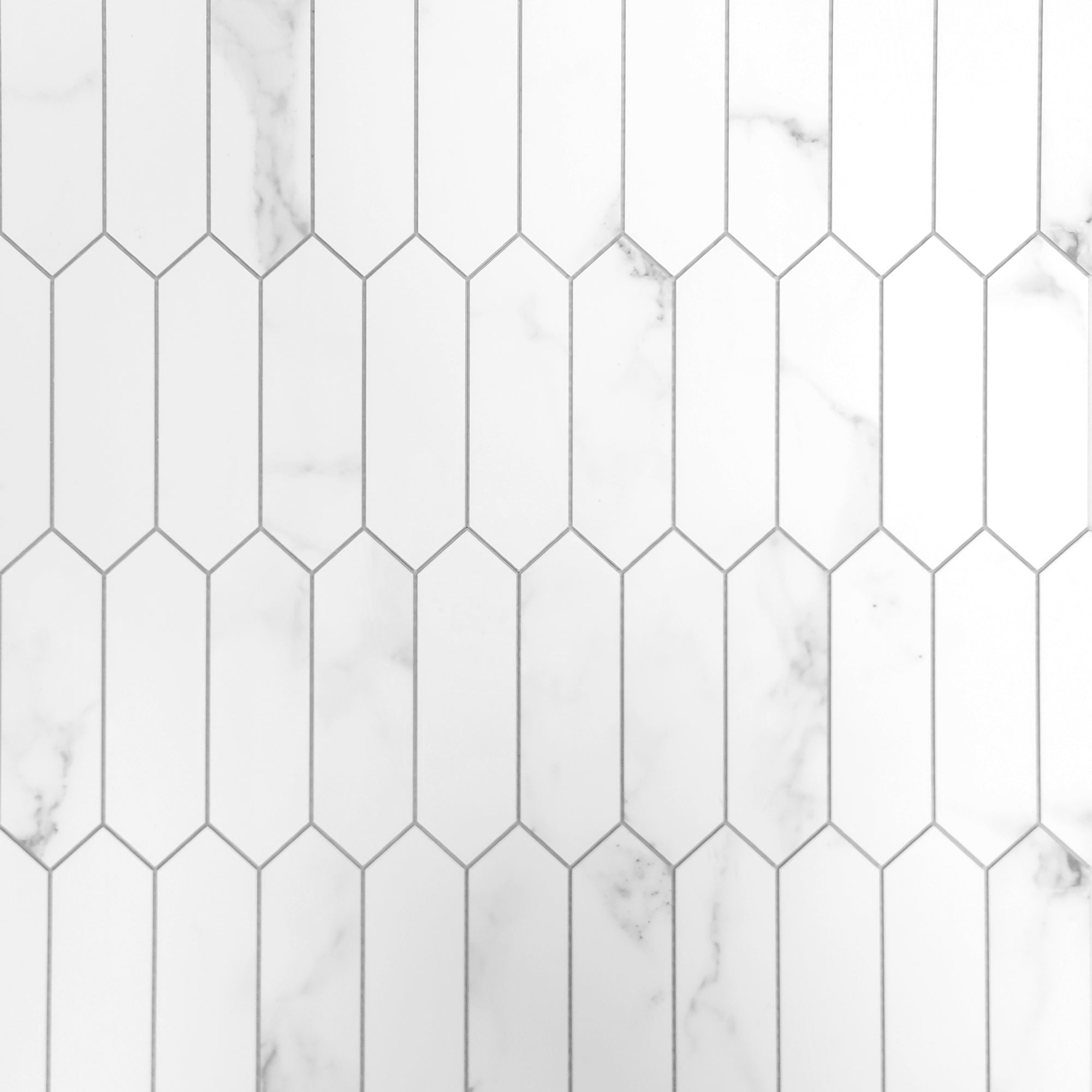 Carrara White Picket Long Hexagon Peel and Stick Tile