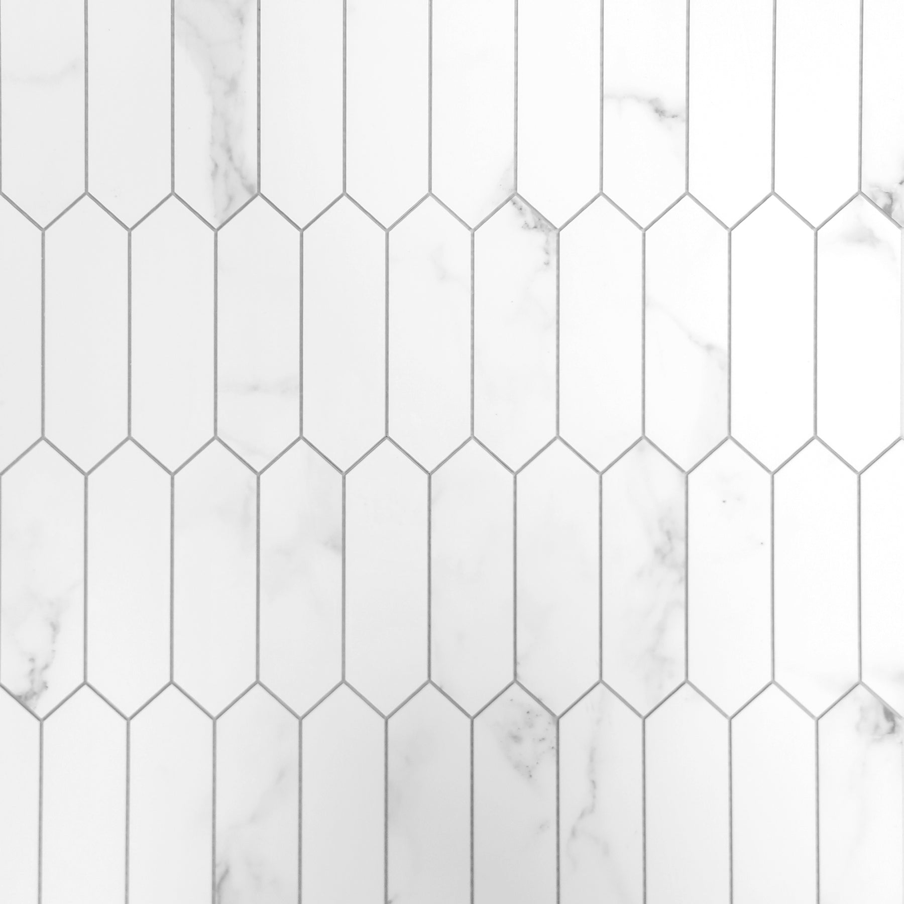 Picket Long Hexagon Carrara White Peel and Stick Tile