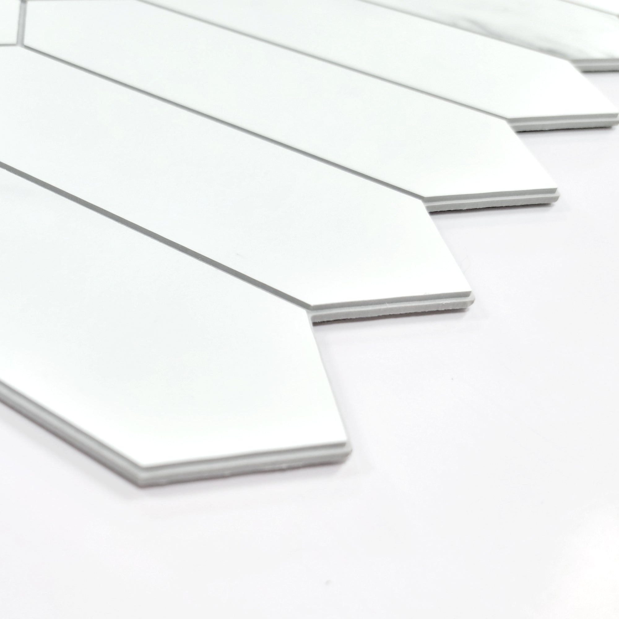 Carrara White Picket Long Hexagon Peel and Stick Tile