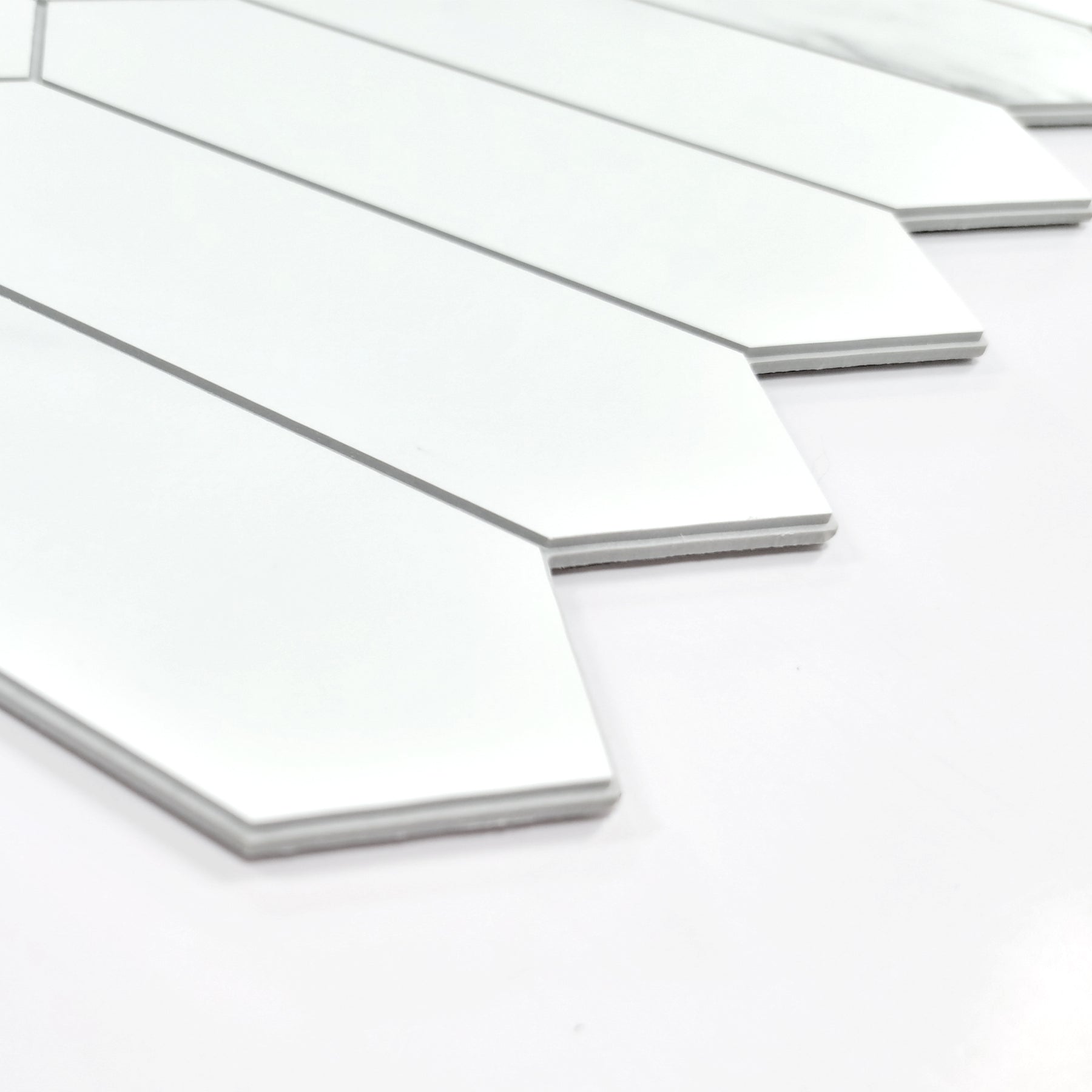 Picket Long Hexagon Carrara White Peel and Stick Tile