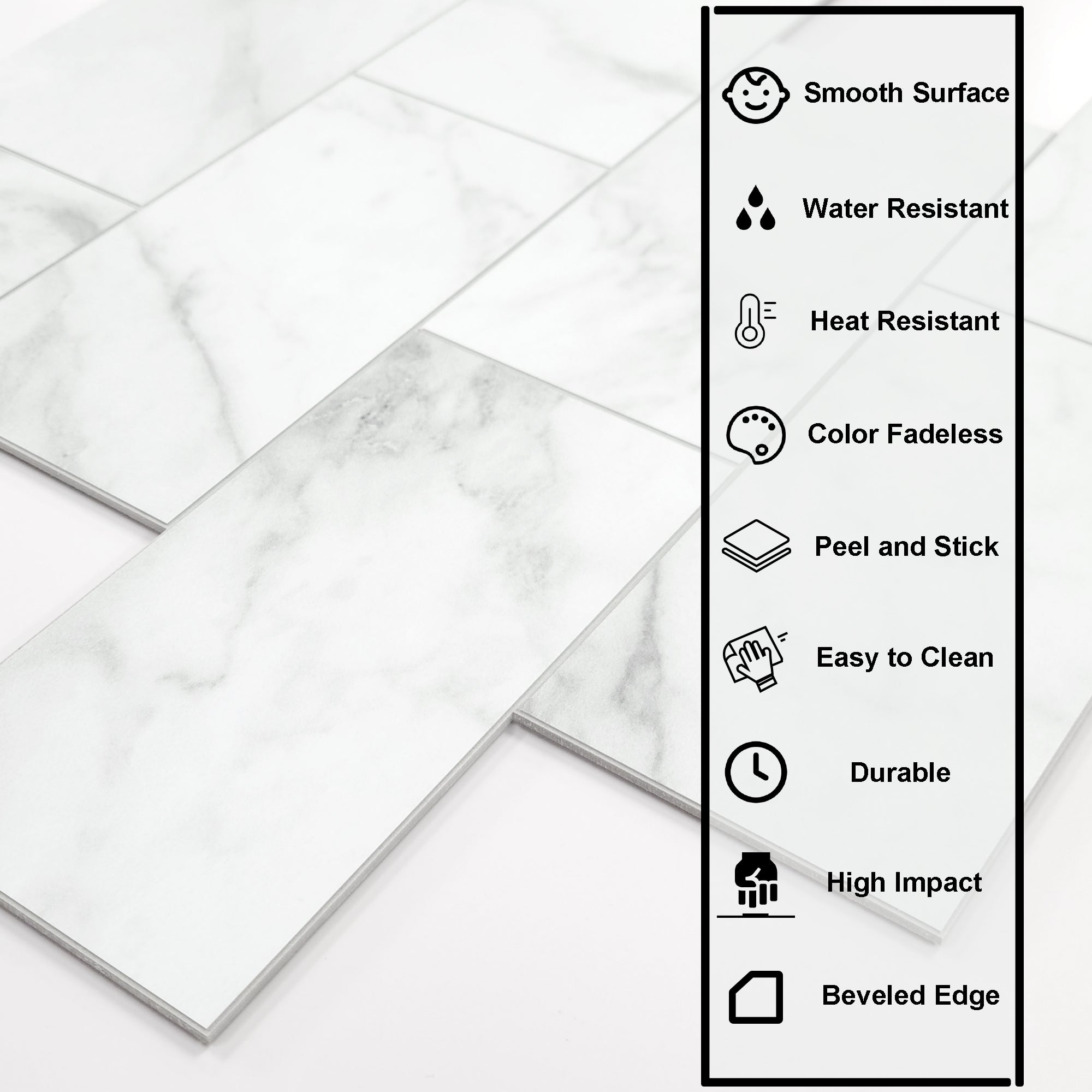 3x6" Calacatta White Peel and Stick Tile