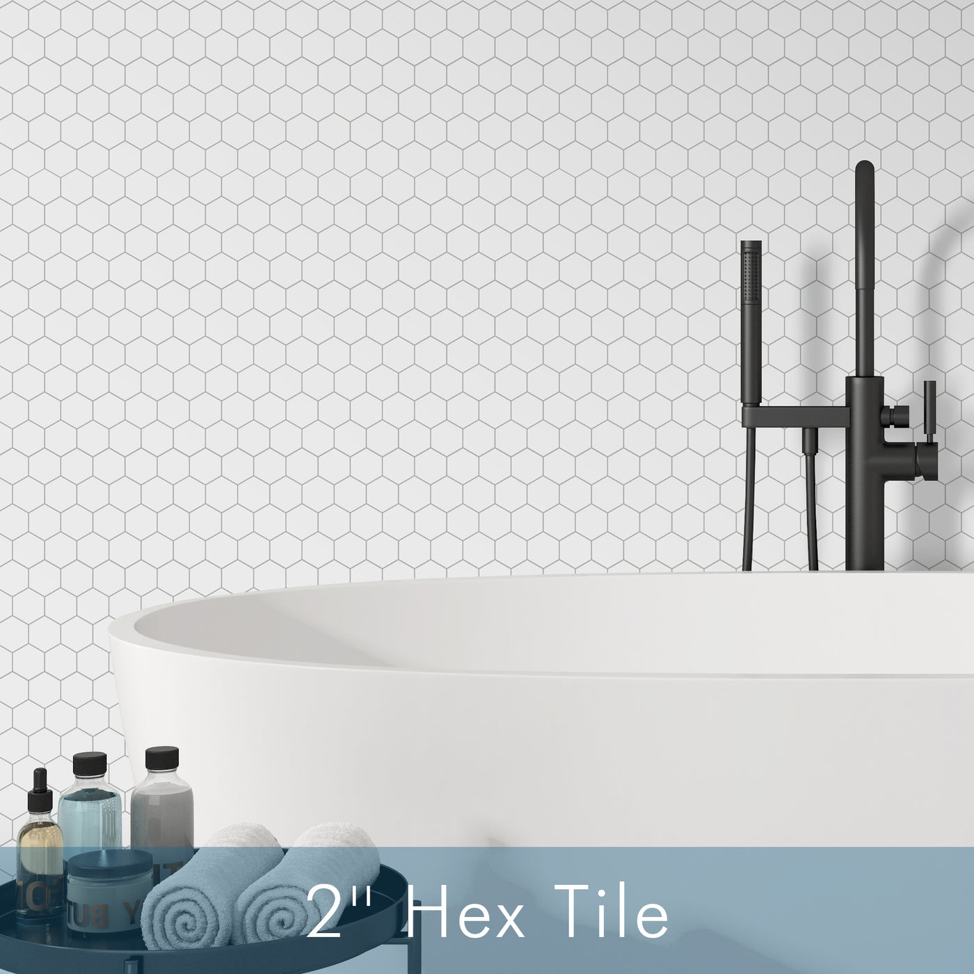 2'' Hexagon Peel and Stick Backsplash