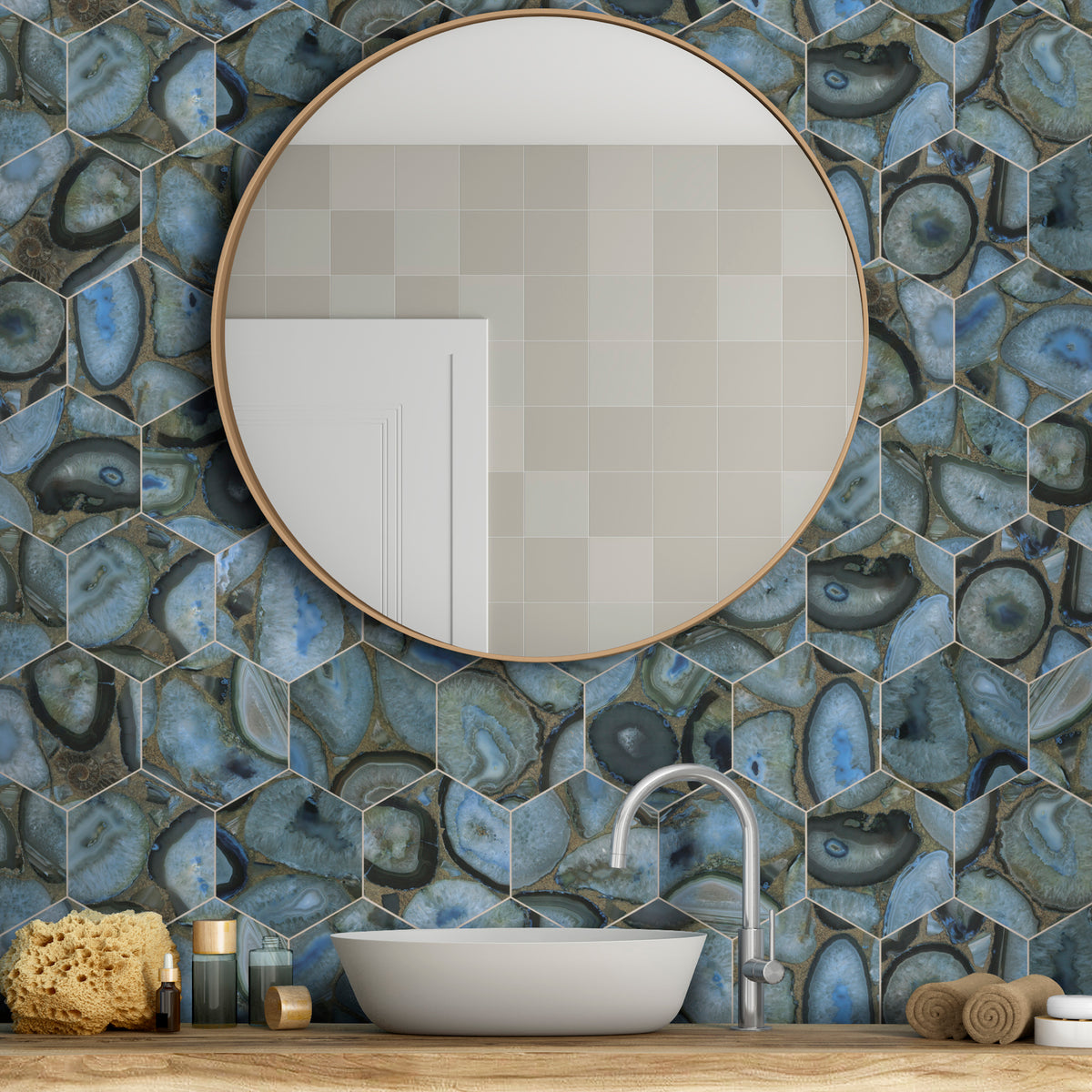 Peel and Stick Backsplash Tiles - Mono Girona Blue, The Smart Tiles
