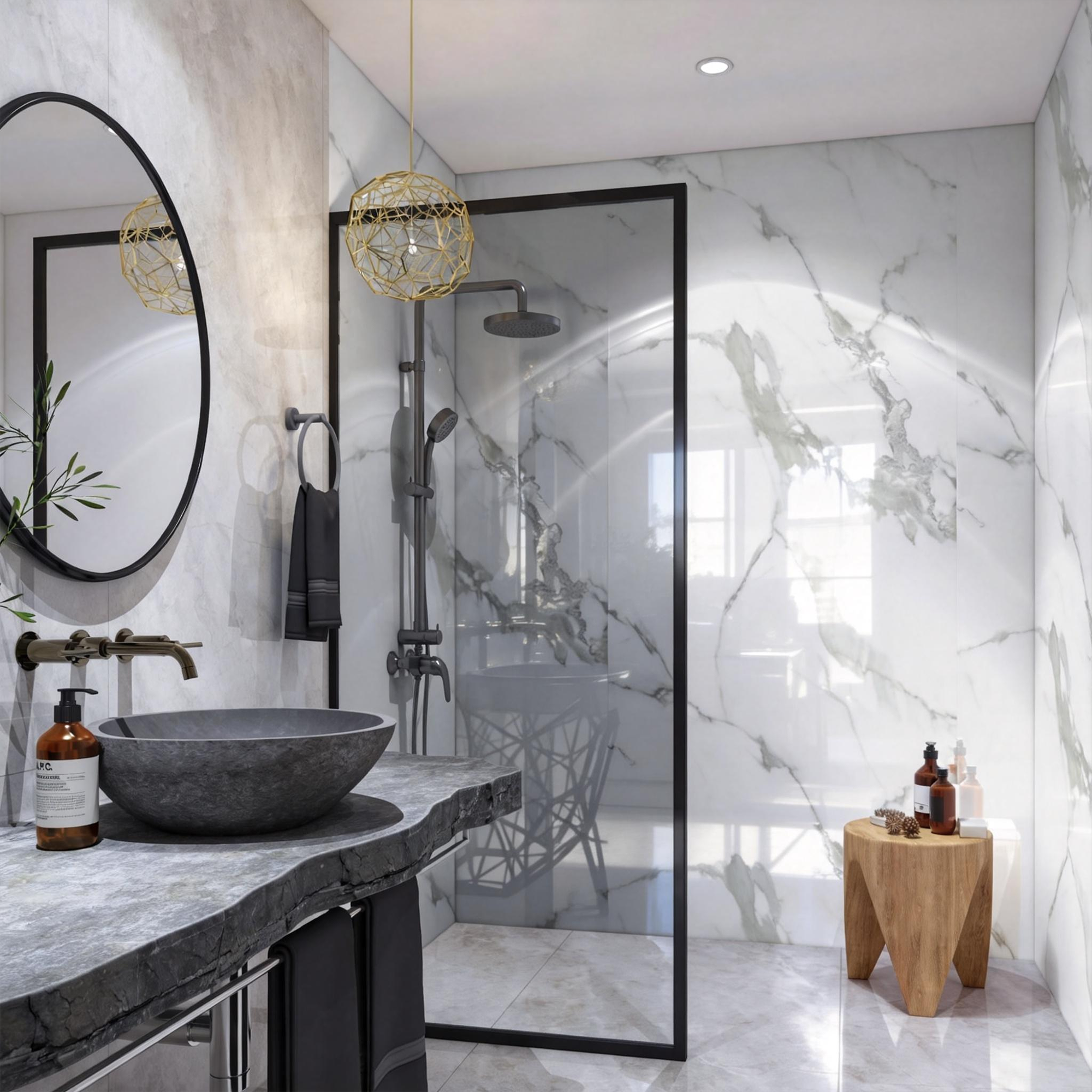 118" x 47" Carrara White Glossy Peel and Stick Wall Paneling Roll
