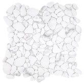 White Calacatta Pebble 10.6"x10.6" Recycled Glass Floor And Wall Mosaic Tile