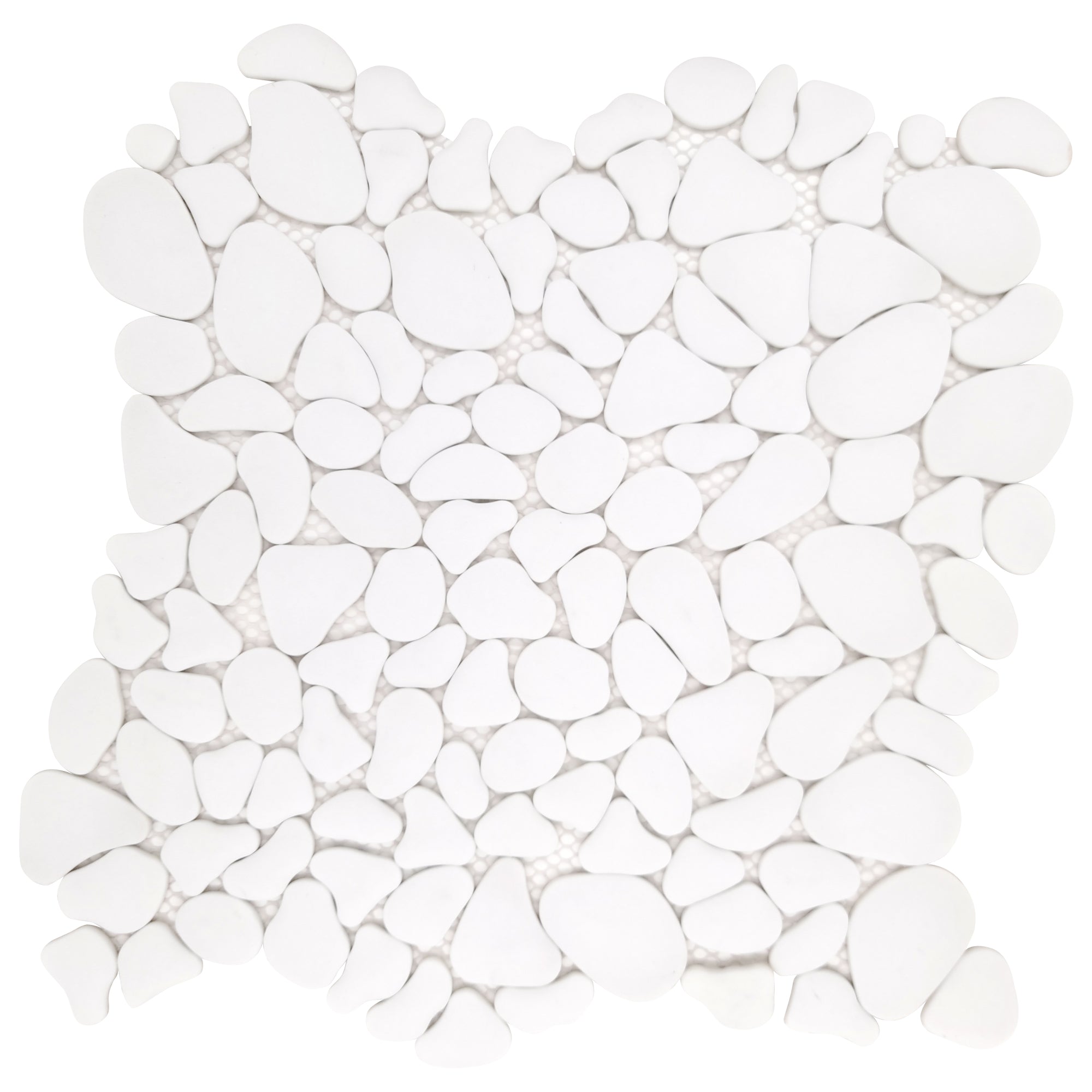 Pebble White Recycled Glass Floor and Wall Mosaic Tile