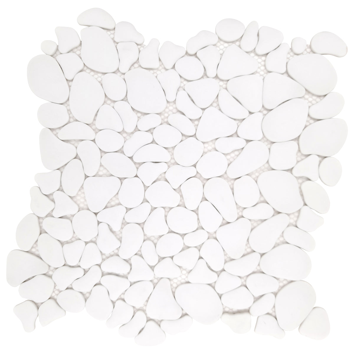 White Pebble 10.6"x10.6" Recycled Glass Floor And Wall Mosaic Tile