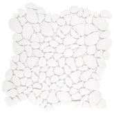 White Pebble 10.6"x10.6" Recycled Glass Floor And Wall Mosaic Tile