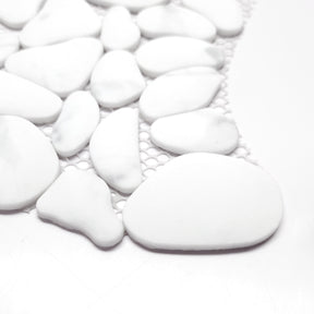 White Calacatta Pebble 10.6"x10.6" Recycled Glass Floor And Wall Mosaic Tile