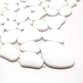 White Pebble 10.6"x10.6" Recycled Glass Floor And Wall Mosaic Tile