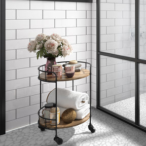 White Calacatta Pebble 10.6"x10.6" Recycled Glass Floor And Wall Mosaic Tile