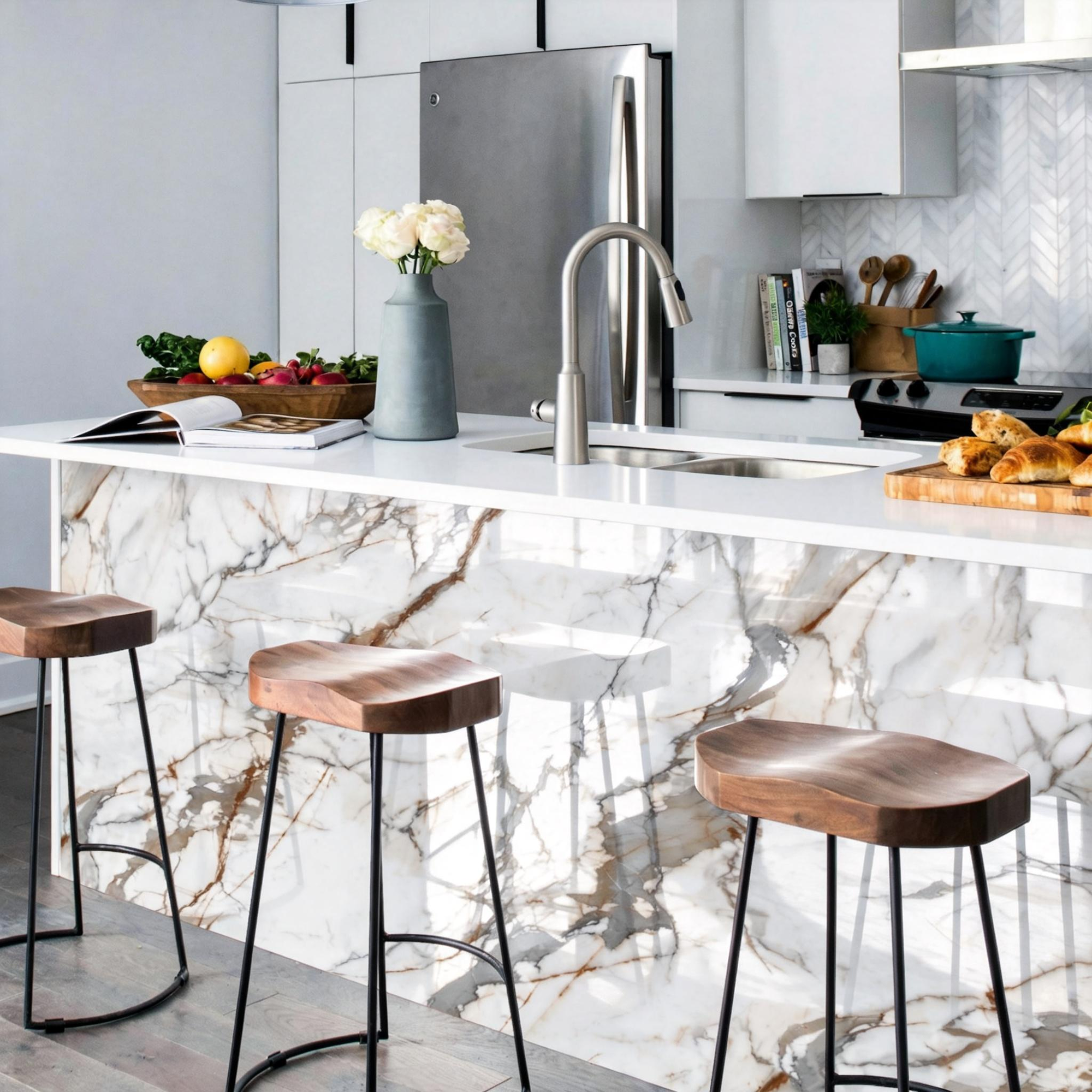 118" x 47" Calacatta Gold Glossy Peel and Stick Wall Paneling Roll