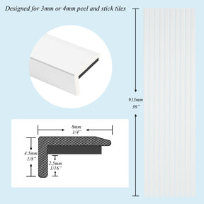10 Pieces Aluminium Peel and Stick Backsplash Trim, 36Inch Silver Matte