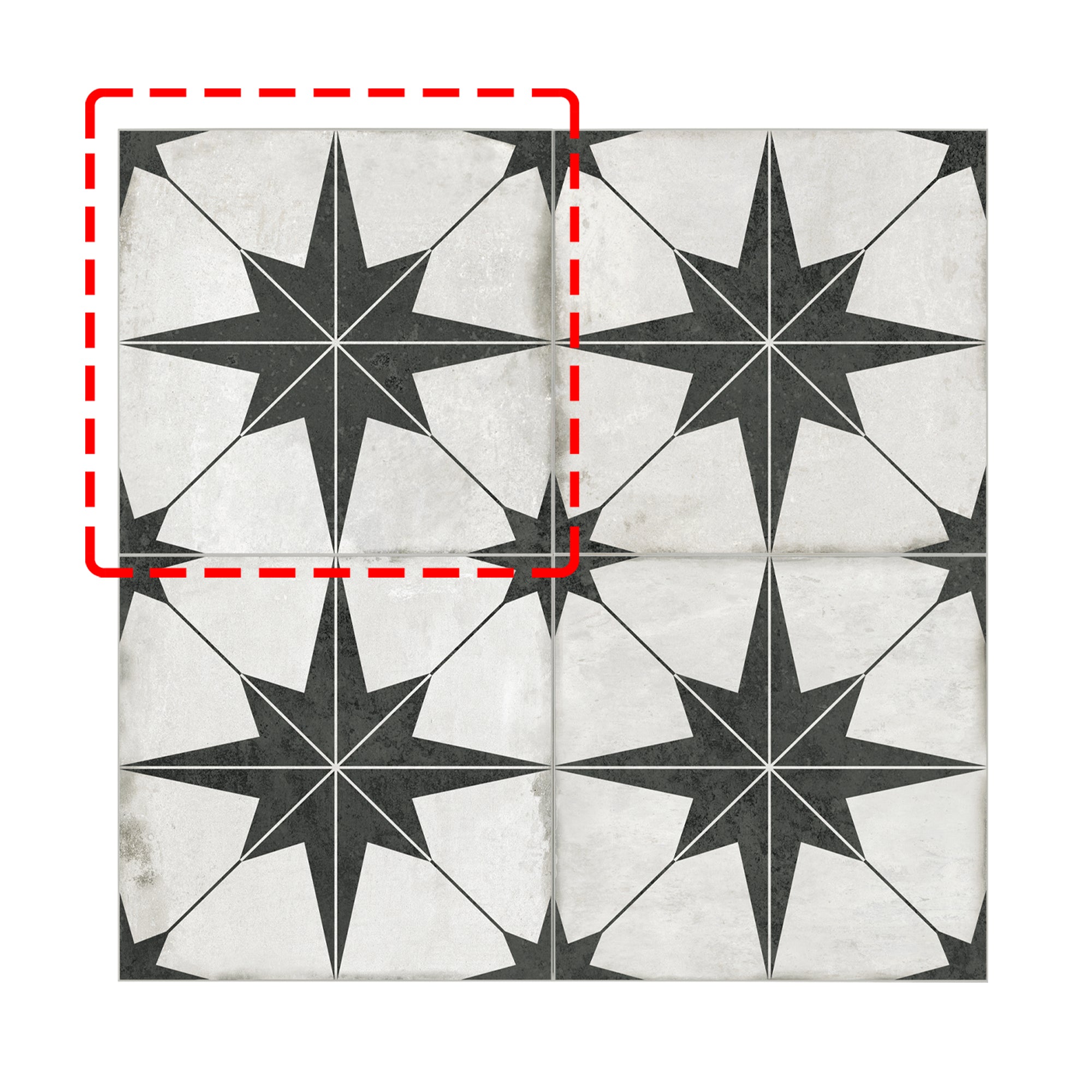 Encaustic Patterned Beige Star Peel and Stick Backsplash Tile