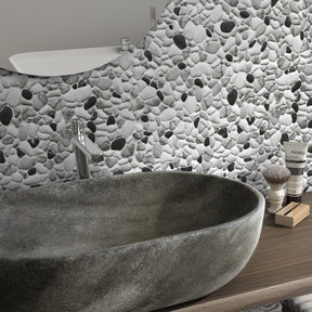 Pebble Grey Mix 12"x12" Recycled Glass Floor And Wall Mosaic Tile