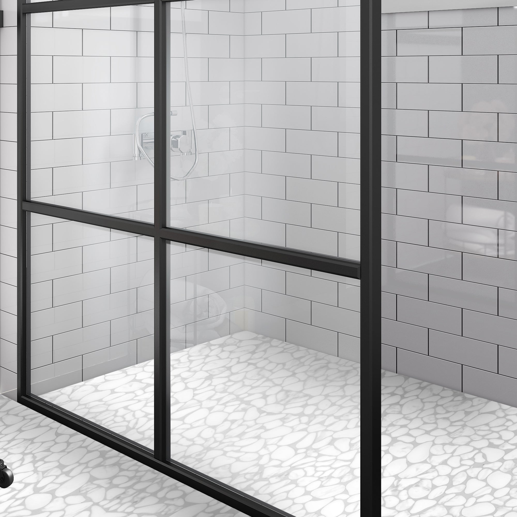 Pebble White Calacatta Recycled Glass Floor and Wall Mosaic Tile
