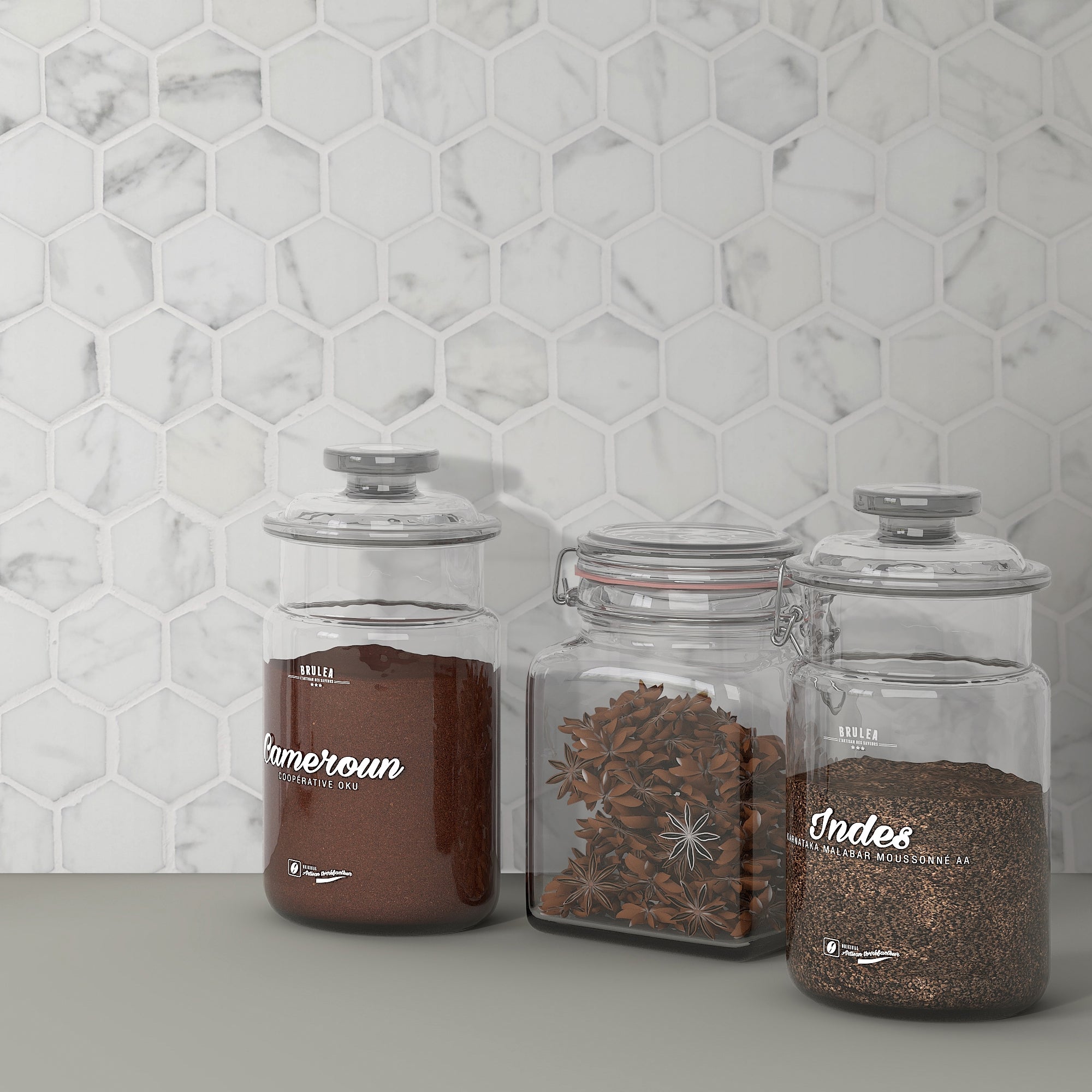 White Calacatta Hexagon Recycled Glass Floor and Wall Mosaic Tile