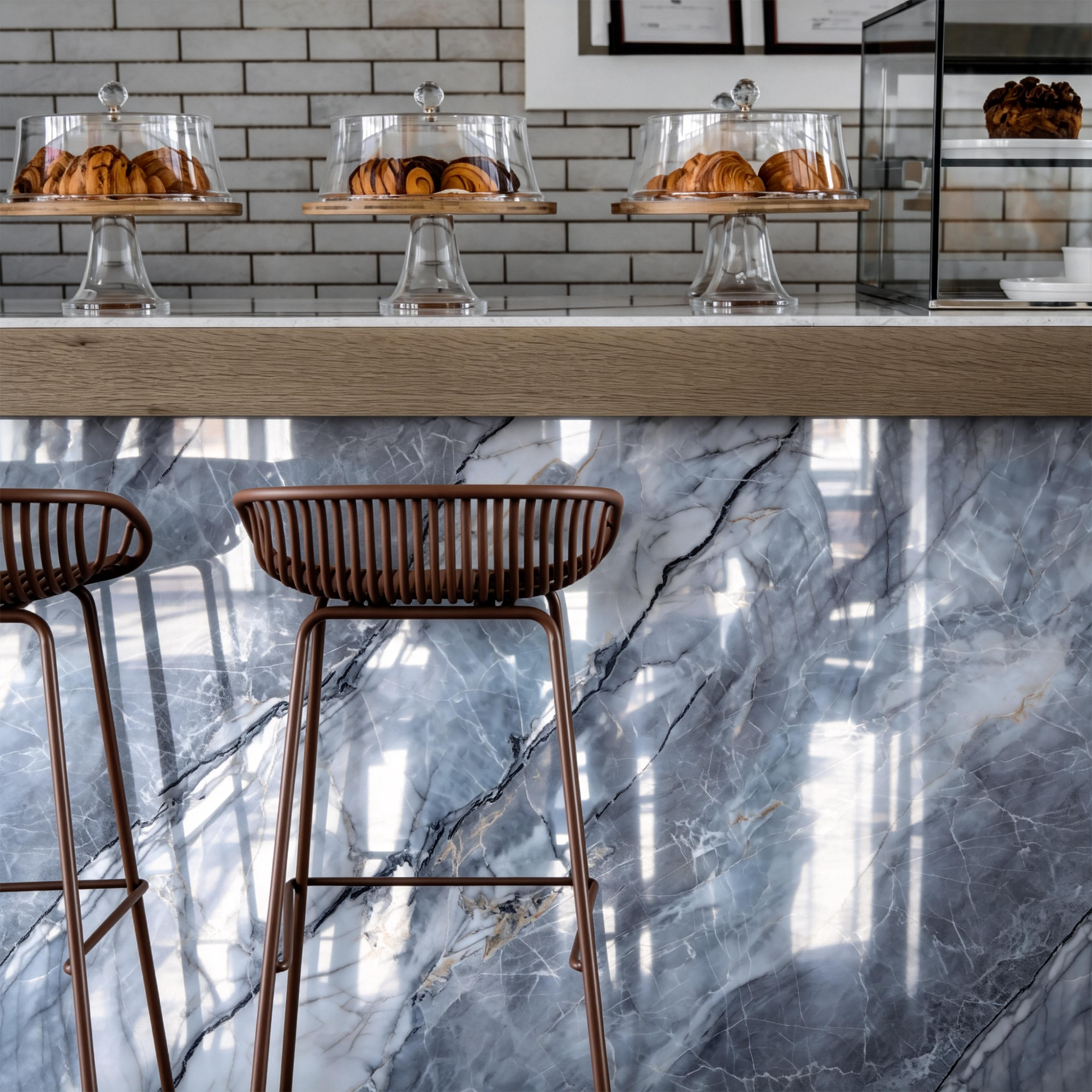 118" x 47" Pietra Grey Glossy Peel and Stick Wall Paneling Roll
