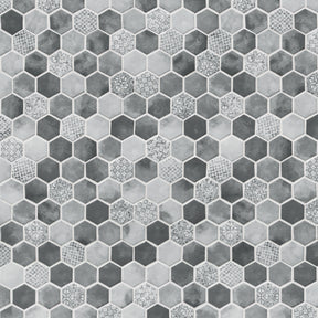 Cement Grey 11.7" x 10.2" Hexagon Recycled Glass Floor And Wall Mosaic Tile