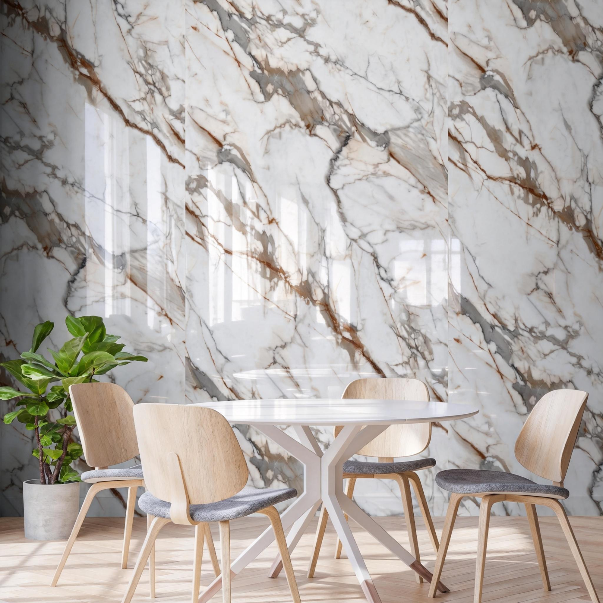 118" x 47" Calacatta Gold Glossy Peel and Stick Wall Paneling Roll