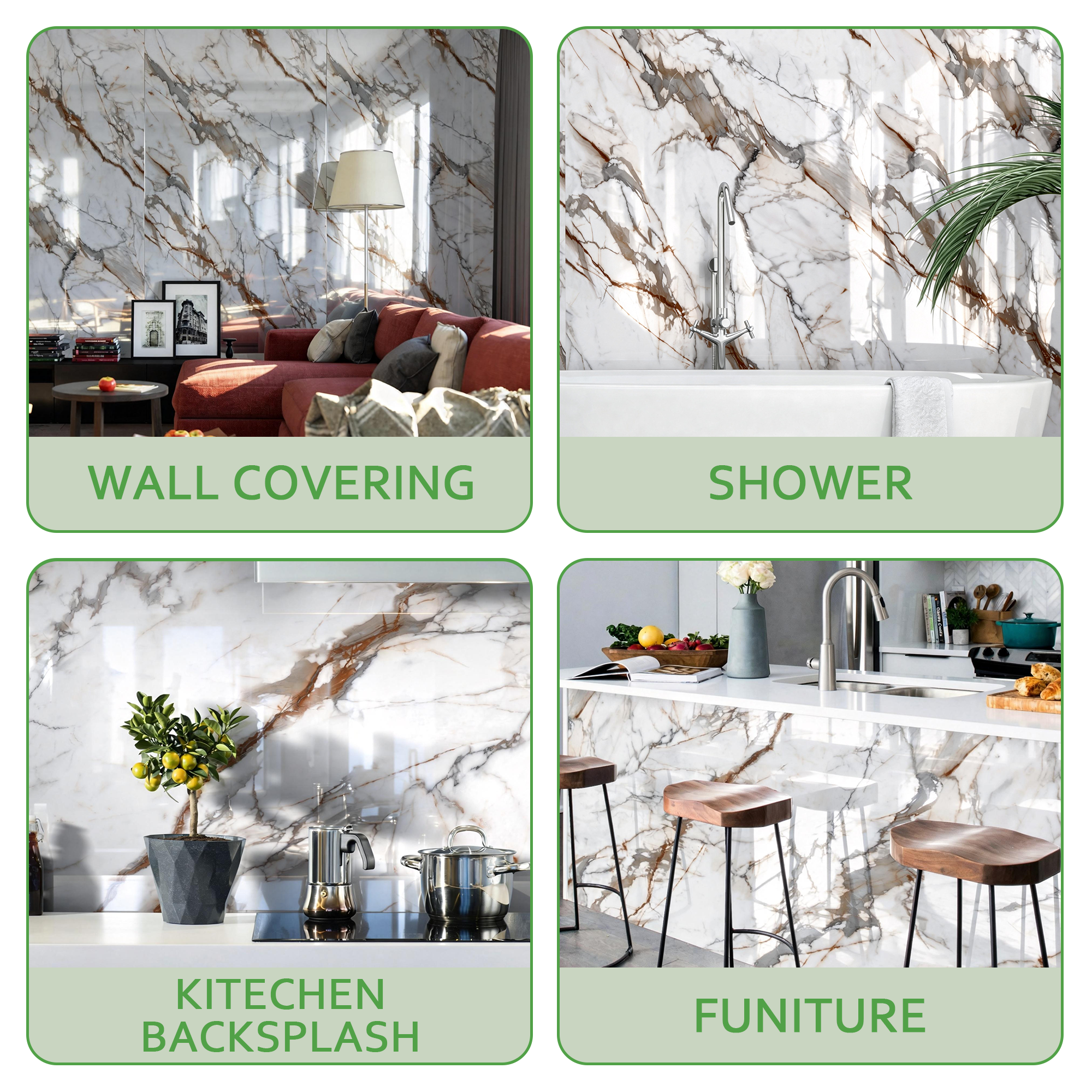 118" x 47" Calacatta Gold Glossy Peel and Stick Wall Paneling Roll