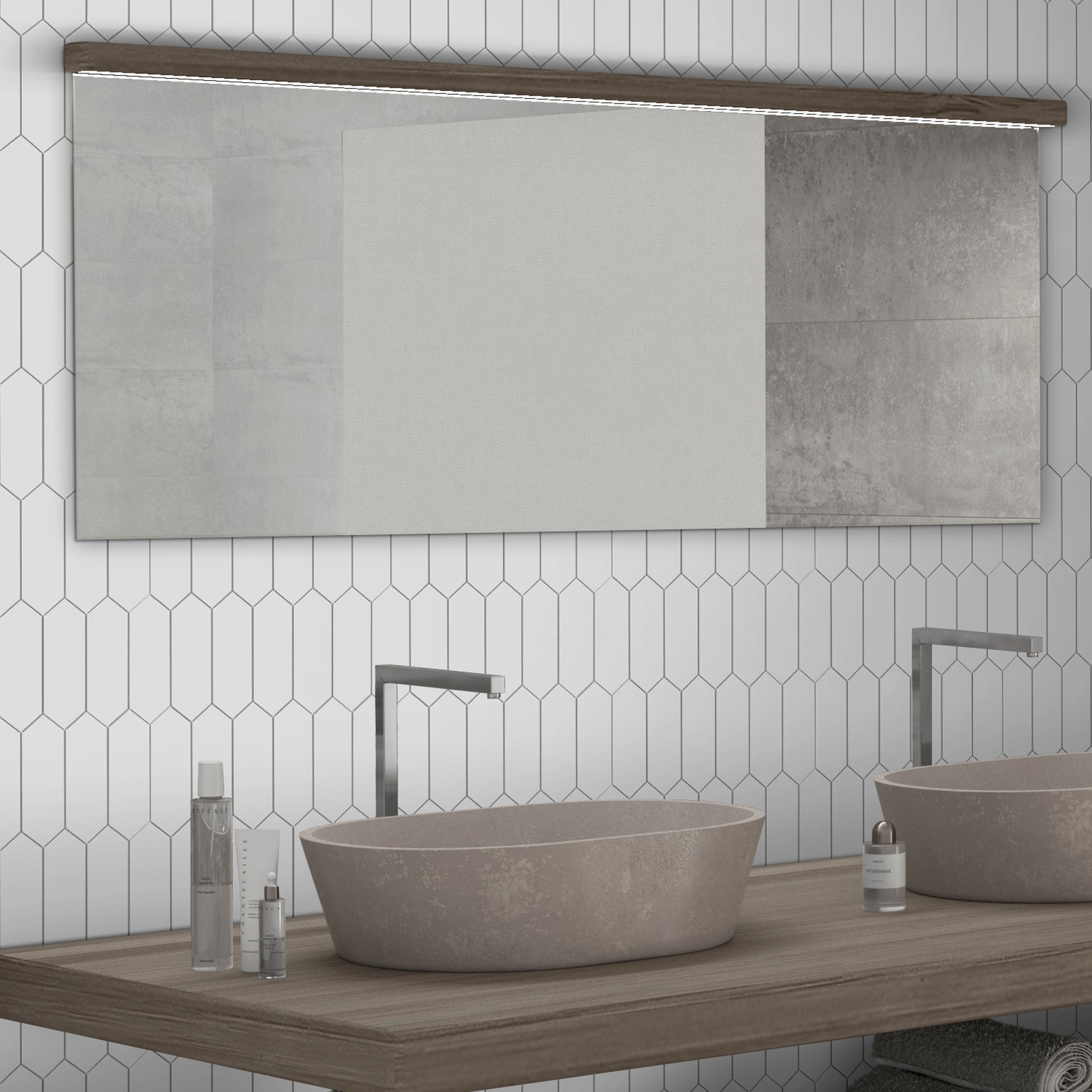 White Picket Long Hexagon Peel and Stick Tile