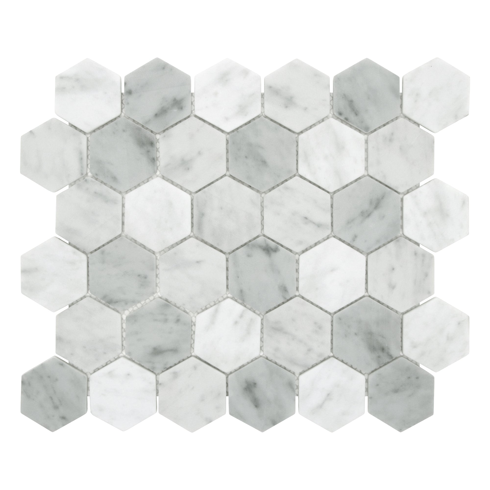 White Carrara Hexagon Recycled Glass Floor and Wall Mosaic Tile