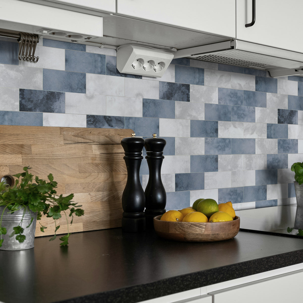 3x6" Blue Cement Peel and Stick Tile