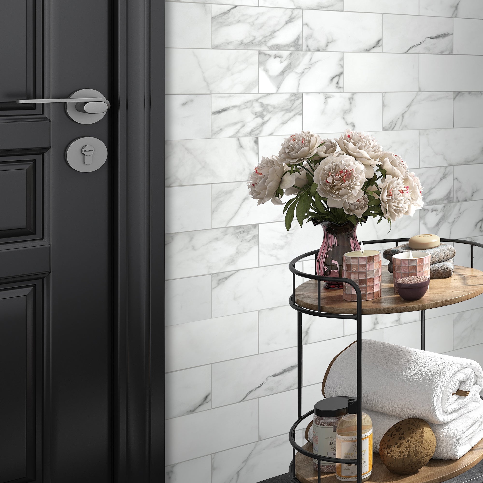 3x6" Calacatta White Peel and Stick Tile
