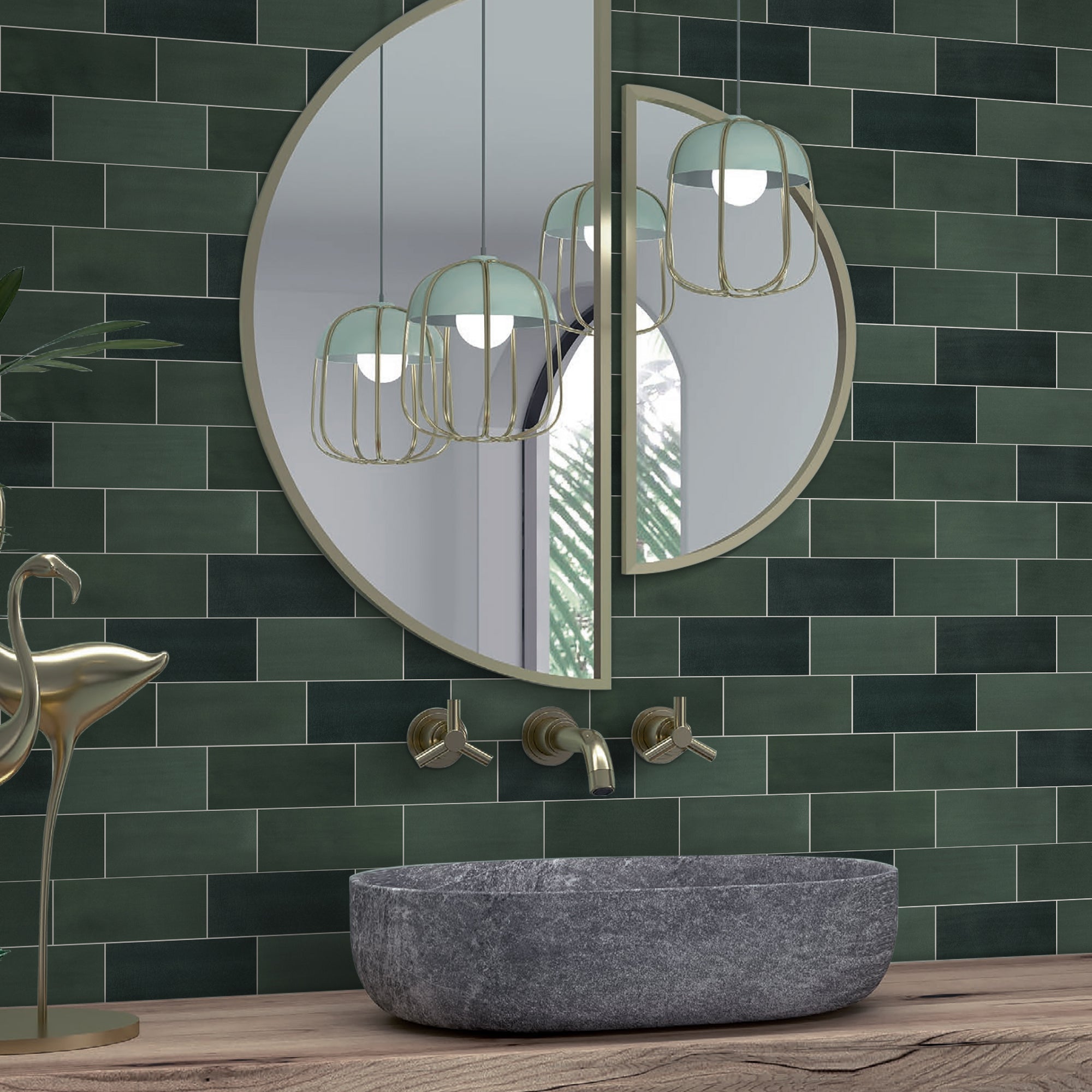 3x6" Green Subway Peel and Stick Backsplash Tile