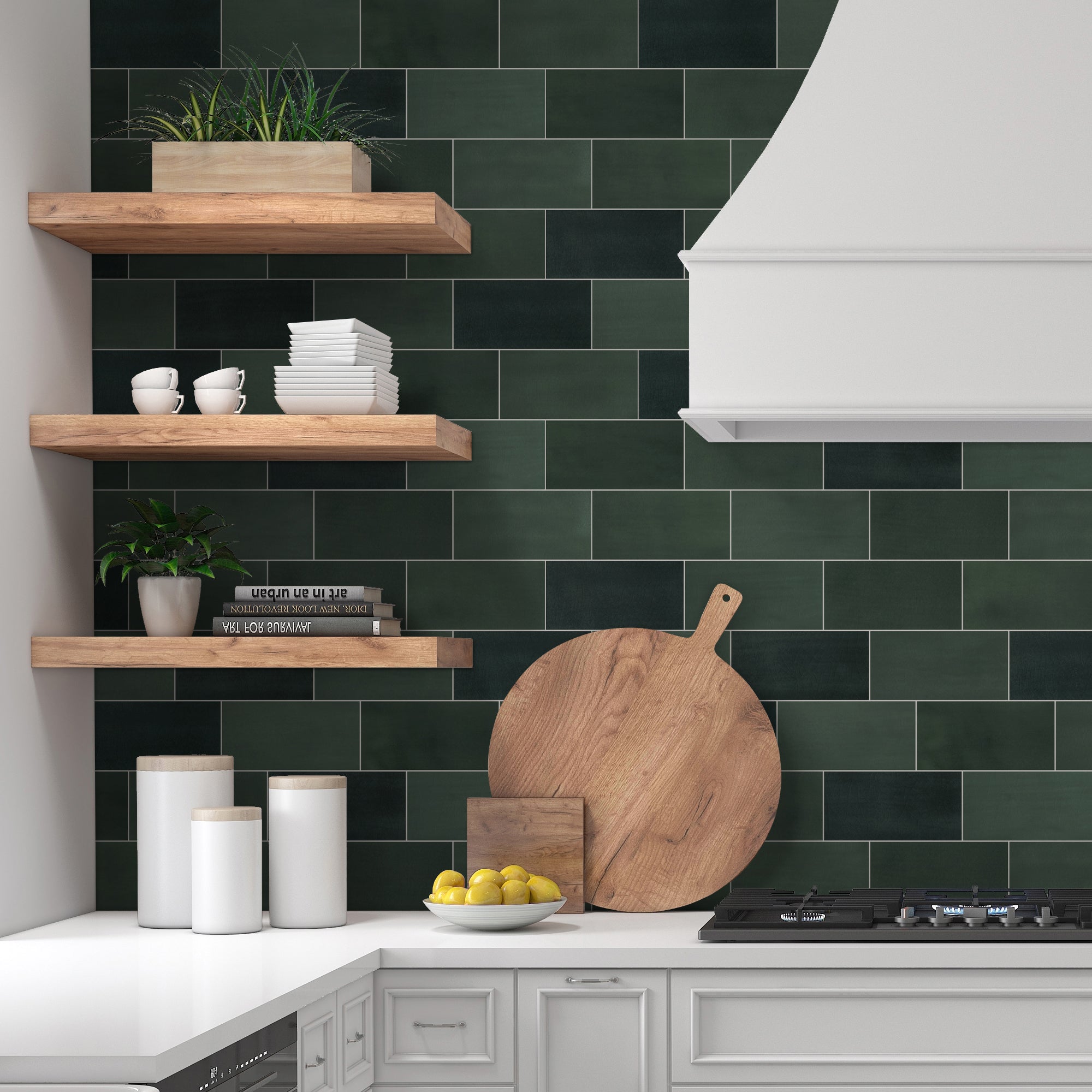 3x6" Green Subway Peel and Stick Backsplash Tile