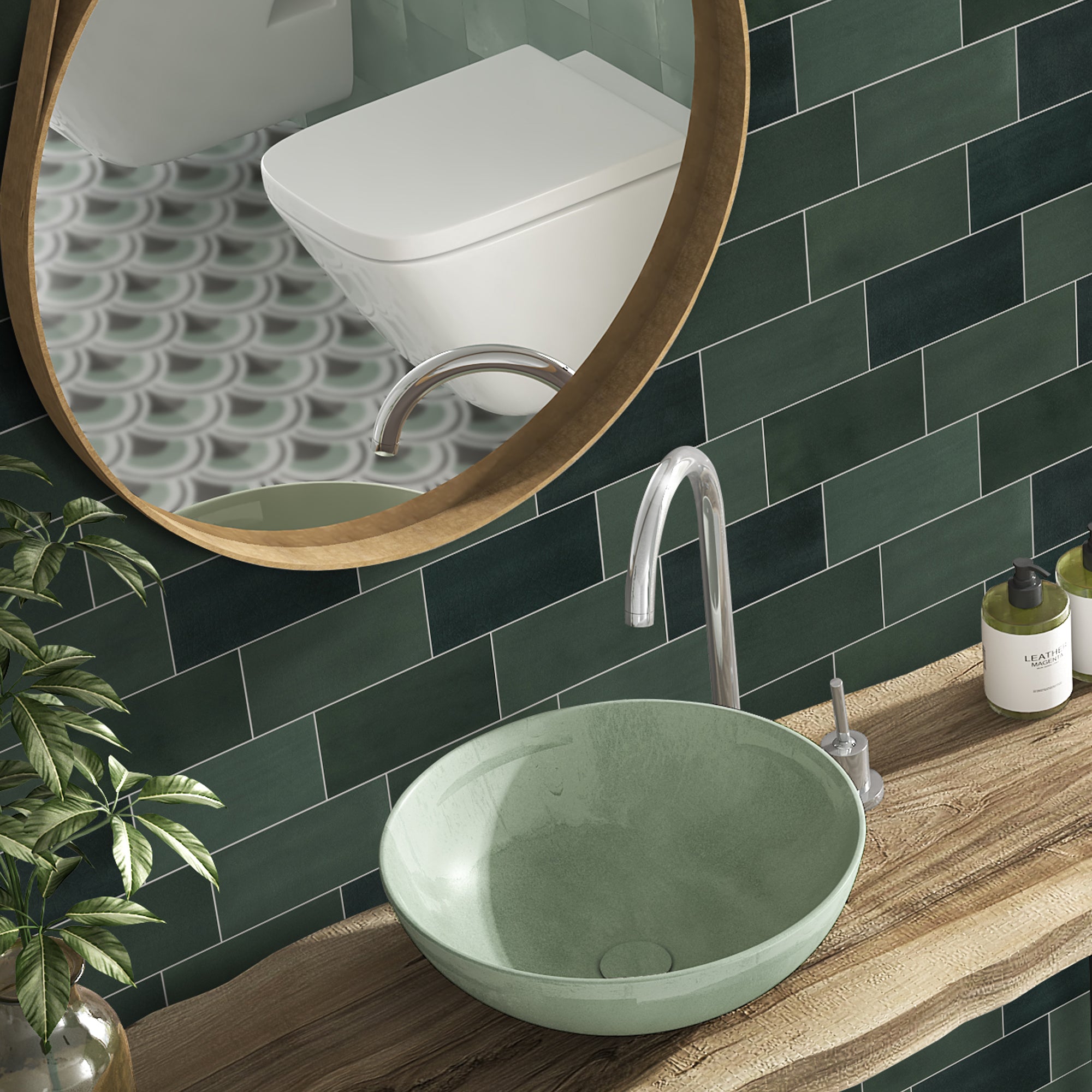 3x6" Green Subway Peel and Stick Backsplash Tile