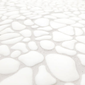 White Pebble 10.6"x10.6" Recycled Glass Floor And Wall Mosaic Tile