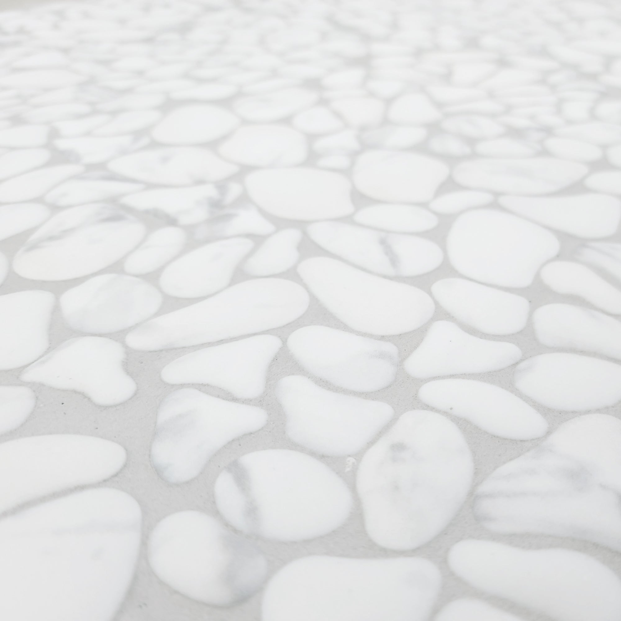 Pebble White Calacatta Recycled Glass Floor and Wall Mosaic Tile