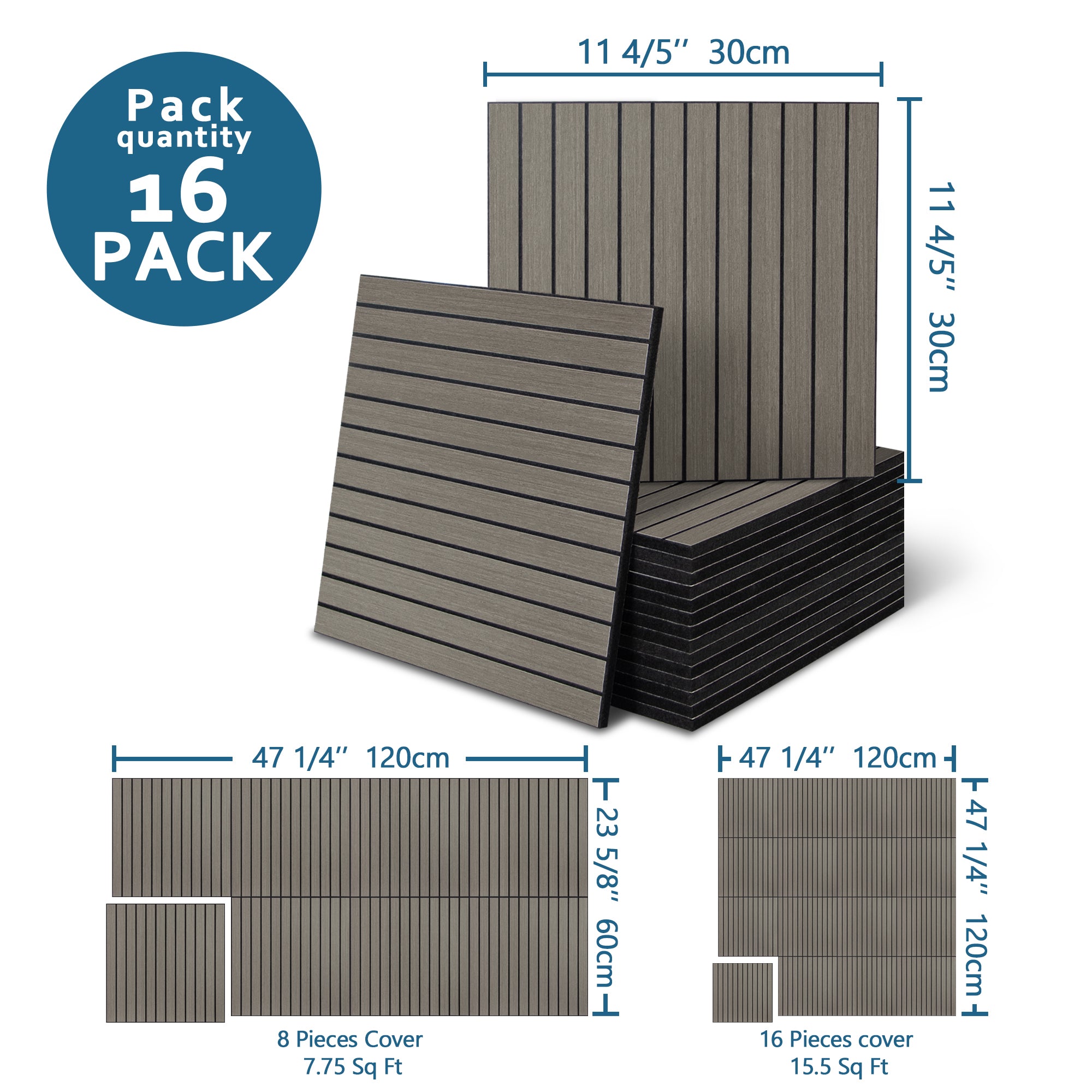 Gray PET Peel and Stick Acoustic Wall Paneling