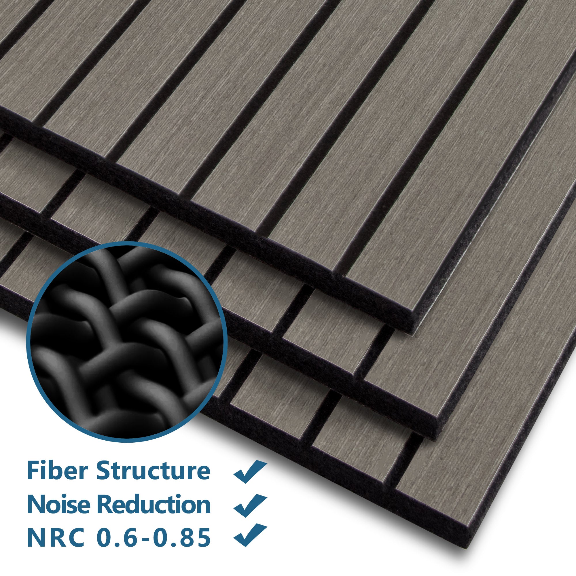 Gray PET Peel and Stick Acoustic Wall Paneling