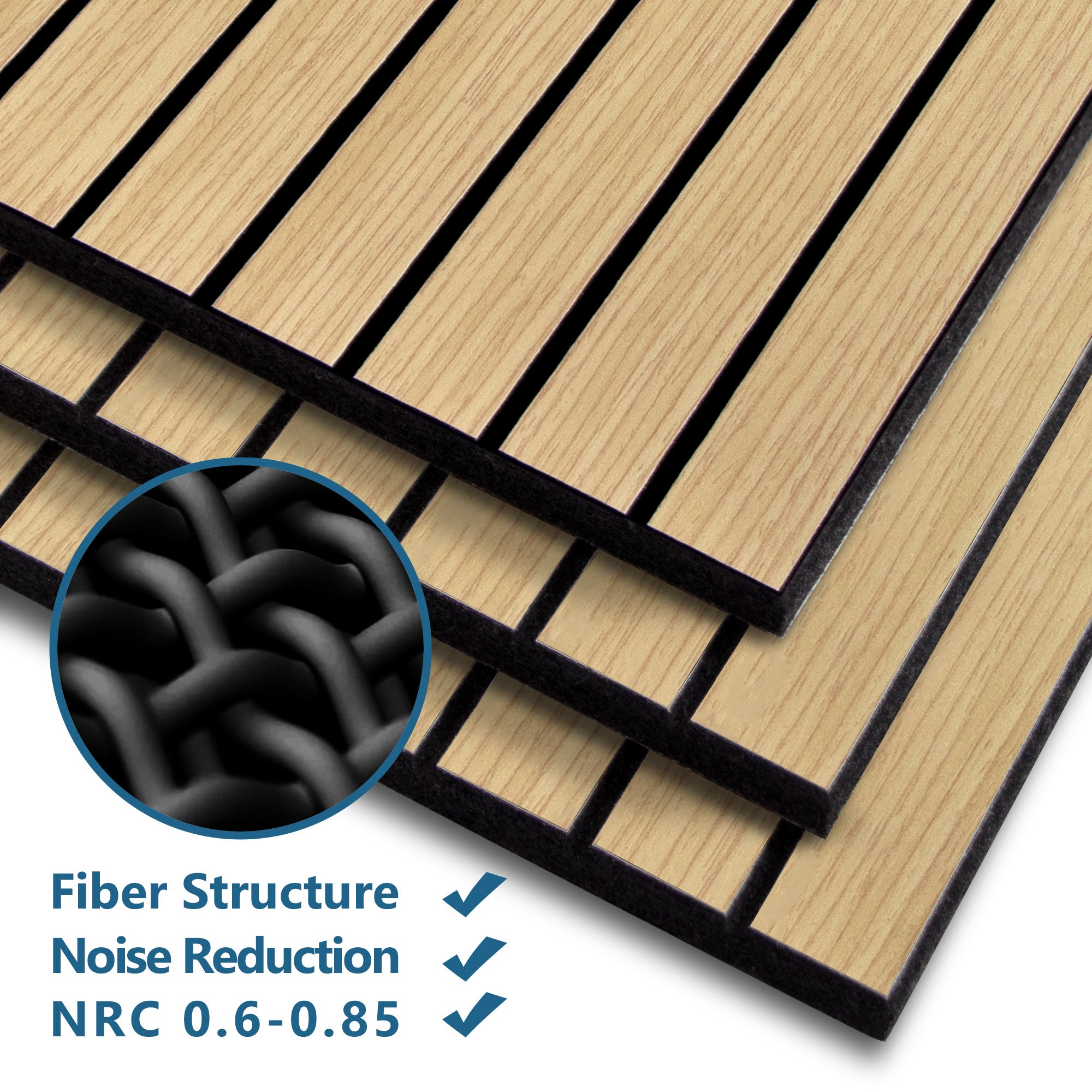 Natural Oak PET Peel and Stick Acoustic Wall Paneling